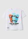 Boys' regular fit pure white cotton T-shirt with skateboard design_0