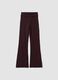 Leggings marroni flare fit in puro cotone a costine_0