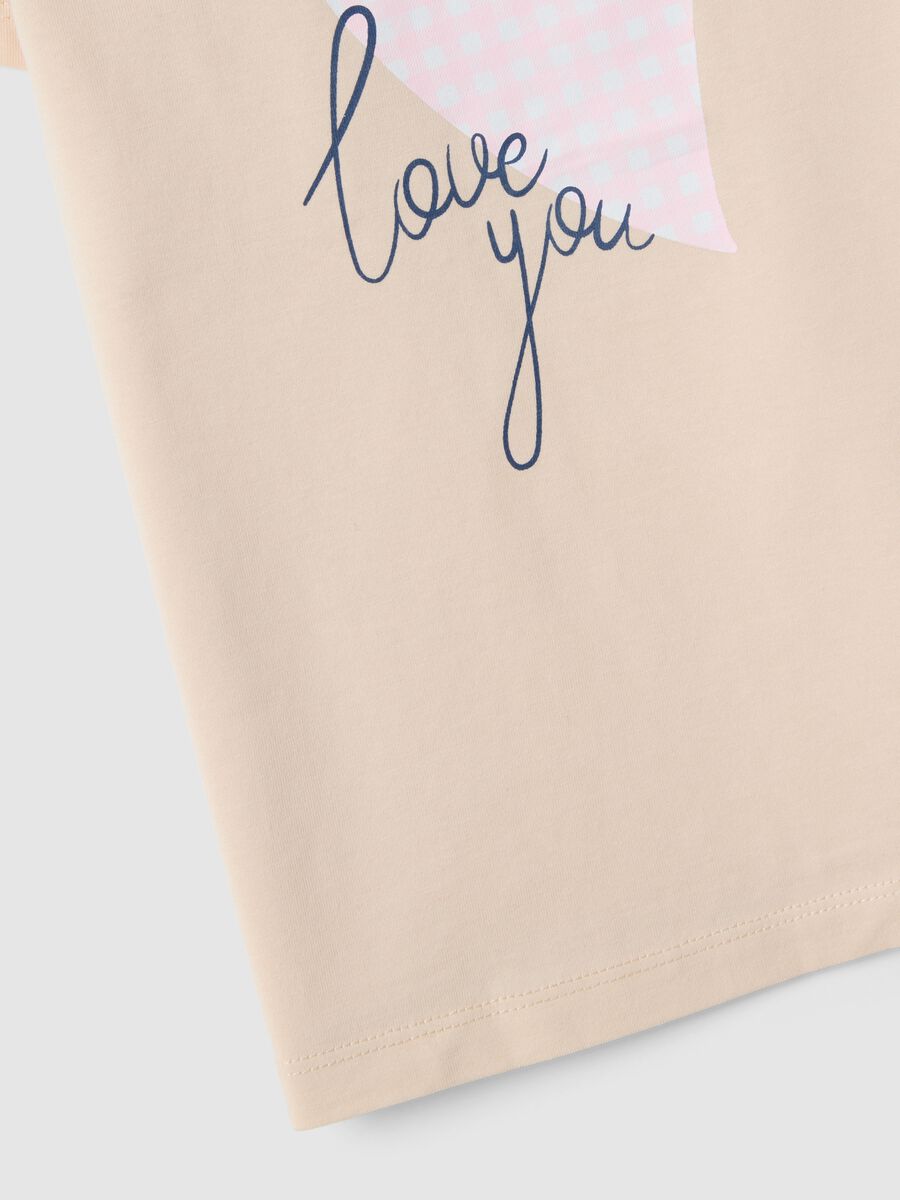 T-shirt in puro cotone beige regular fit con stampa per bambina_2