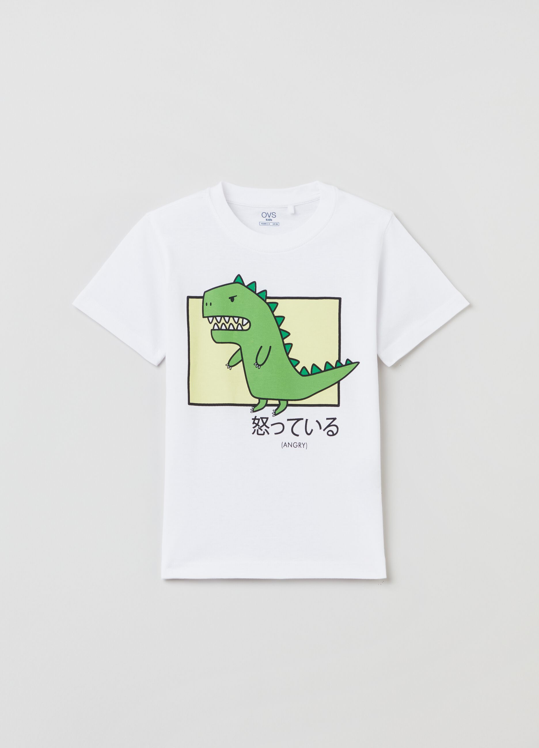 T-shirt in cotone con stampa dinosauro_0
