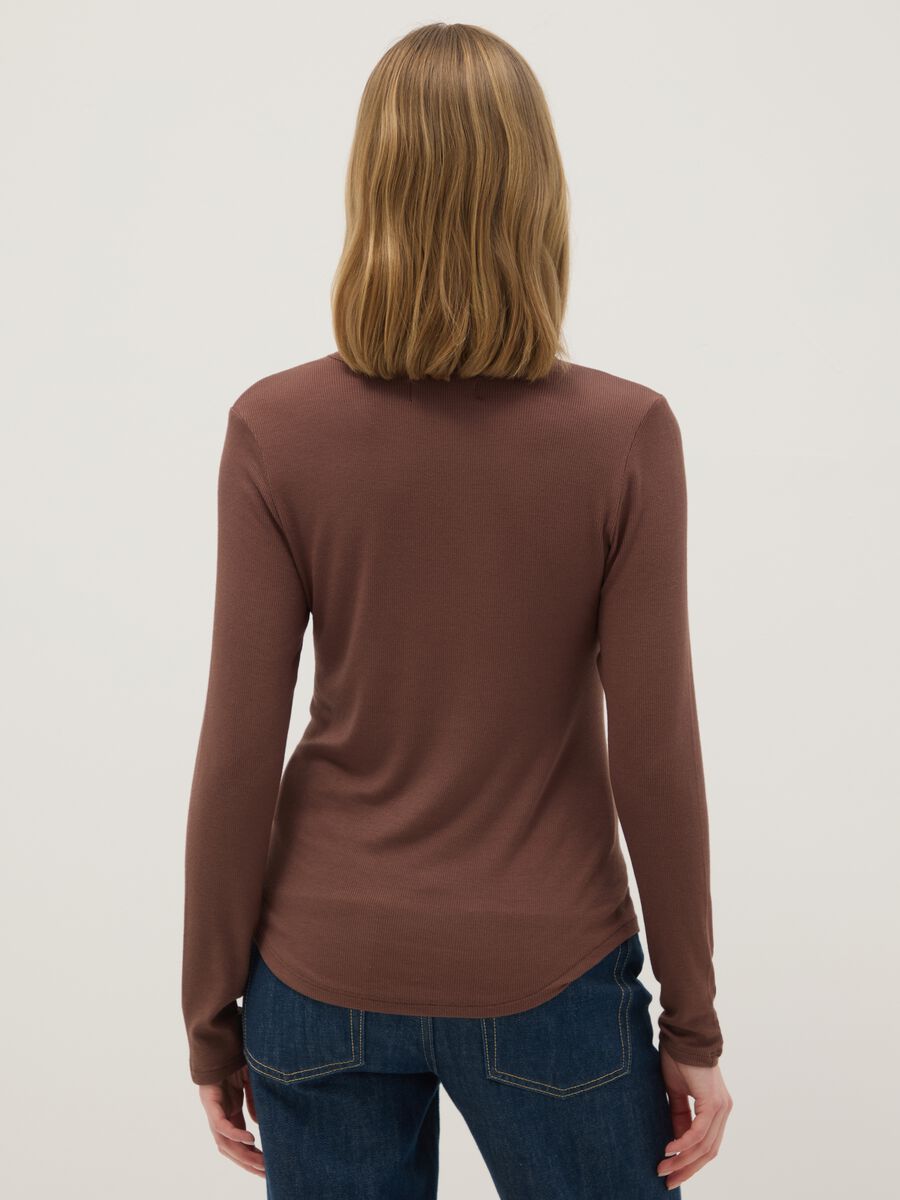 Brown stretch modal regular fit shirt_2