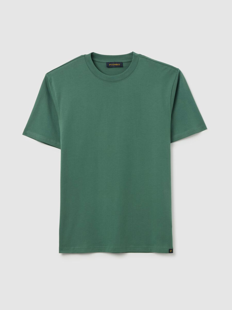 Plain cotton T-shirt with round neck._4