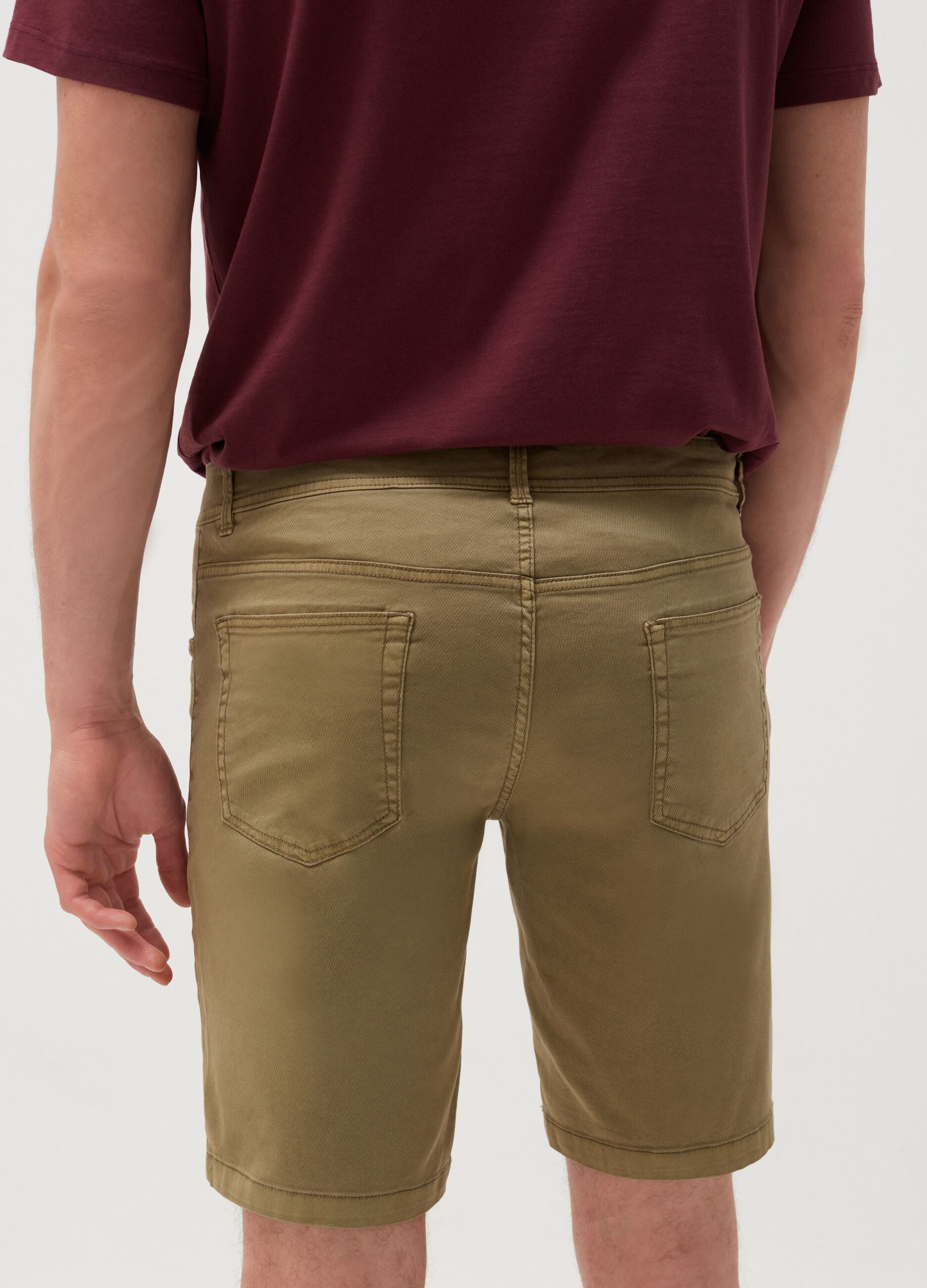 Five-pocket Bermuda shorts in charmeuse-weave cotton