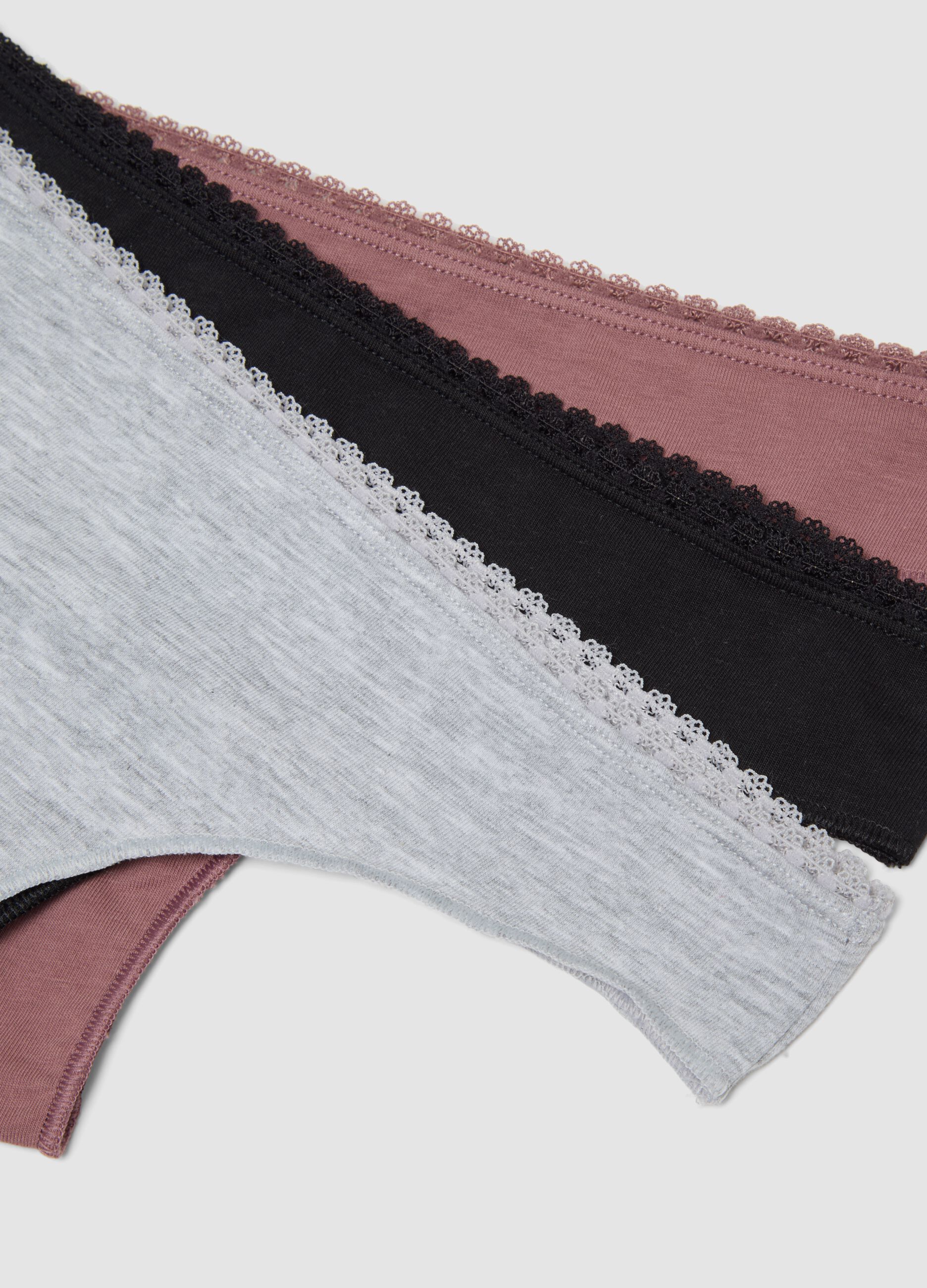 Tripack slip brasiliane multicolor in cotone jersey organico elasticizzato