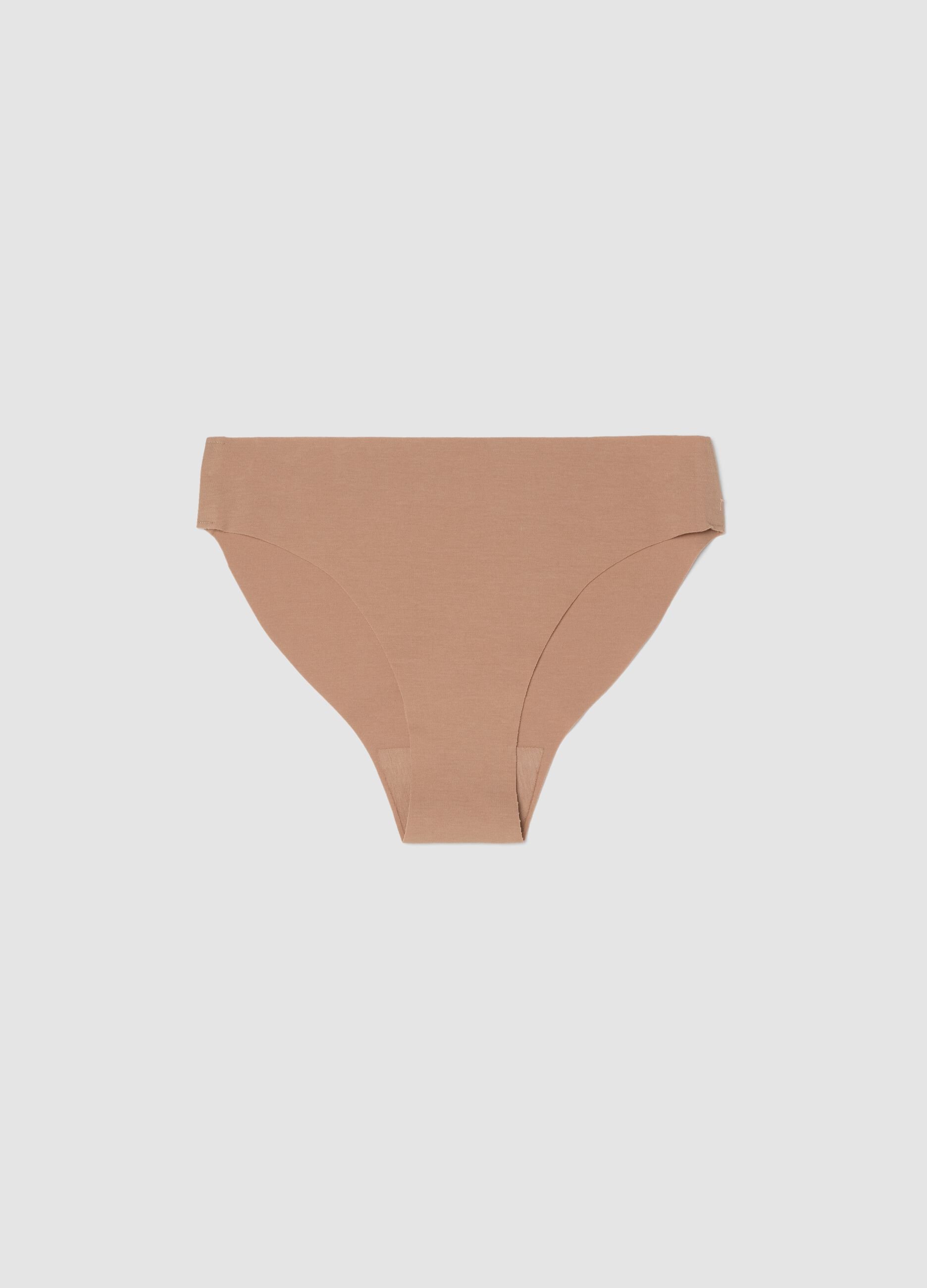 Beige regular fit stretch cotton briefs