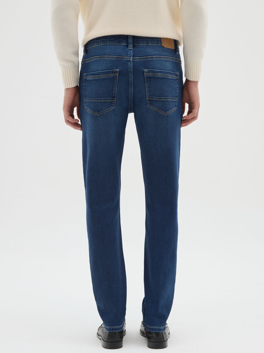 Blue denim jeans in cotton blend skinny fit_2