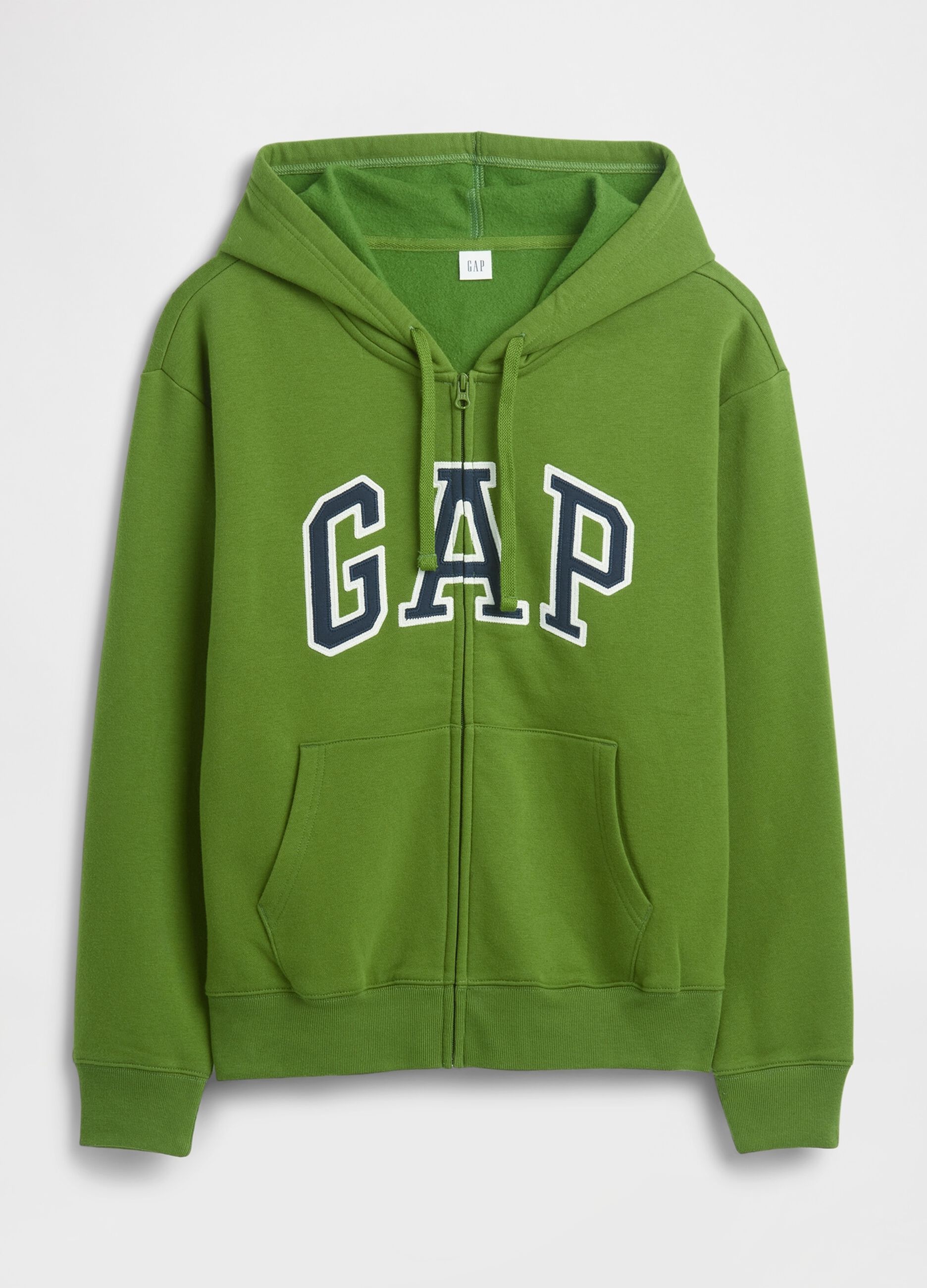 Felpa verde con zip completa