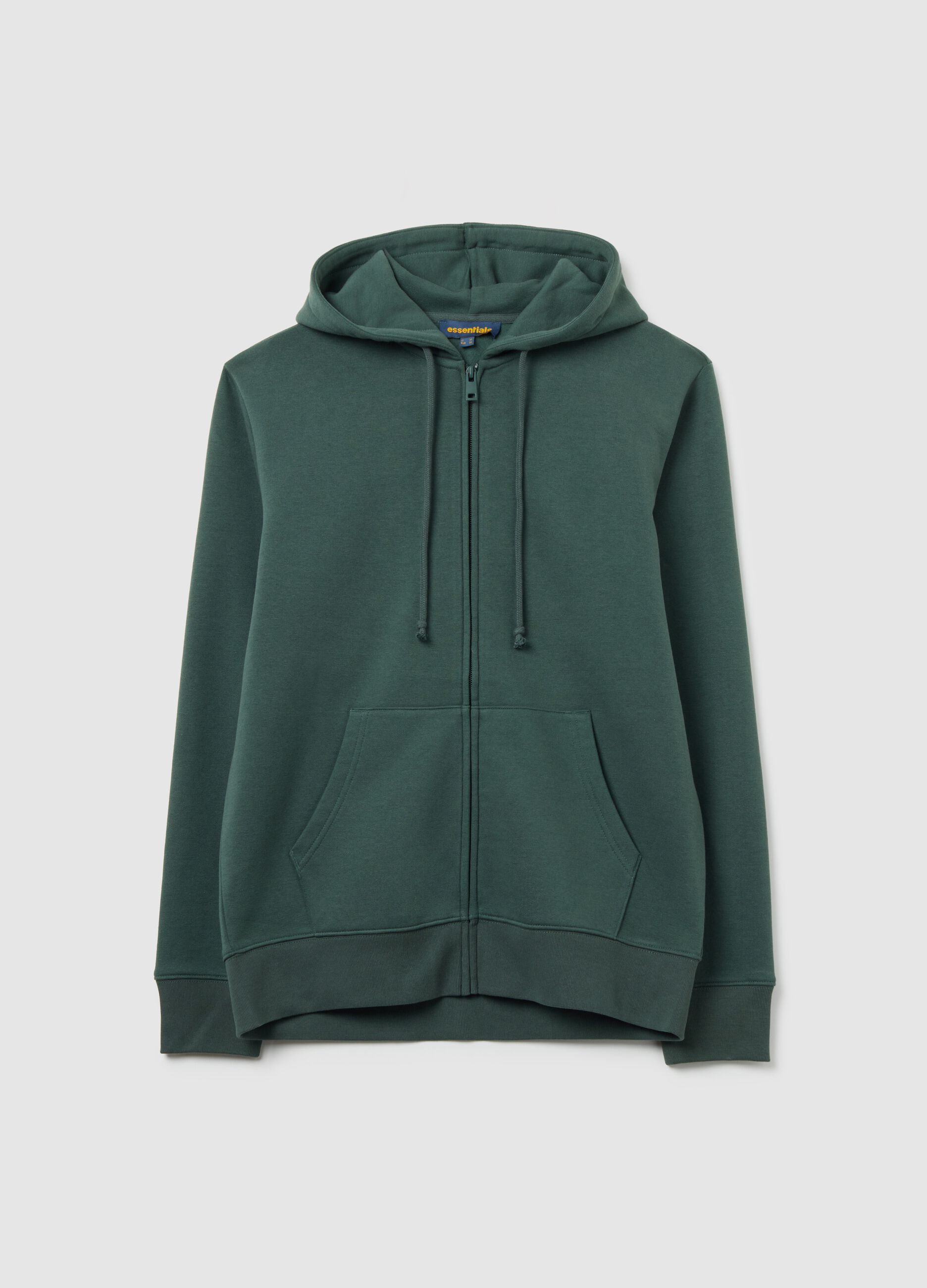 Green cotton-blend zip-up hoodie, regular fit
