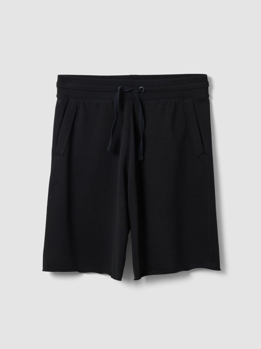 Pantaloni corti neri in misto cotone relaxed fit_4
