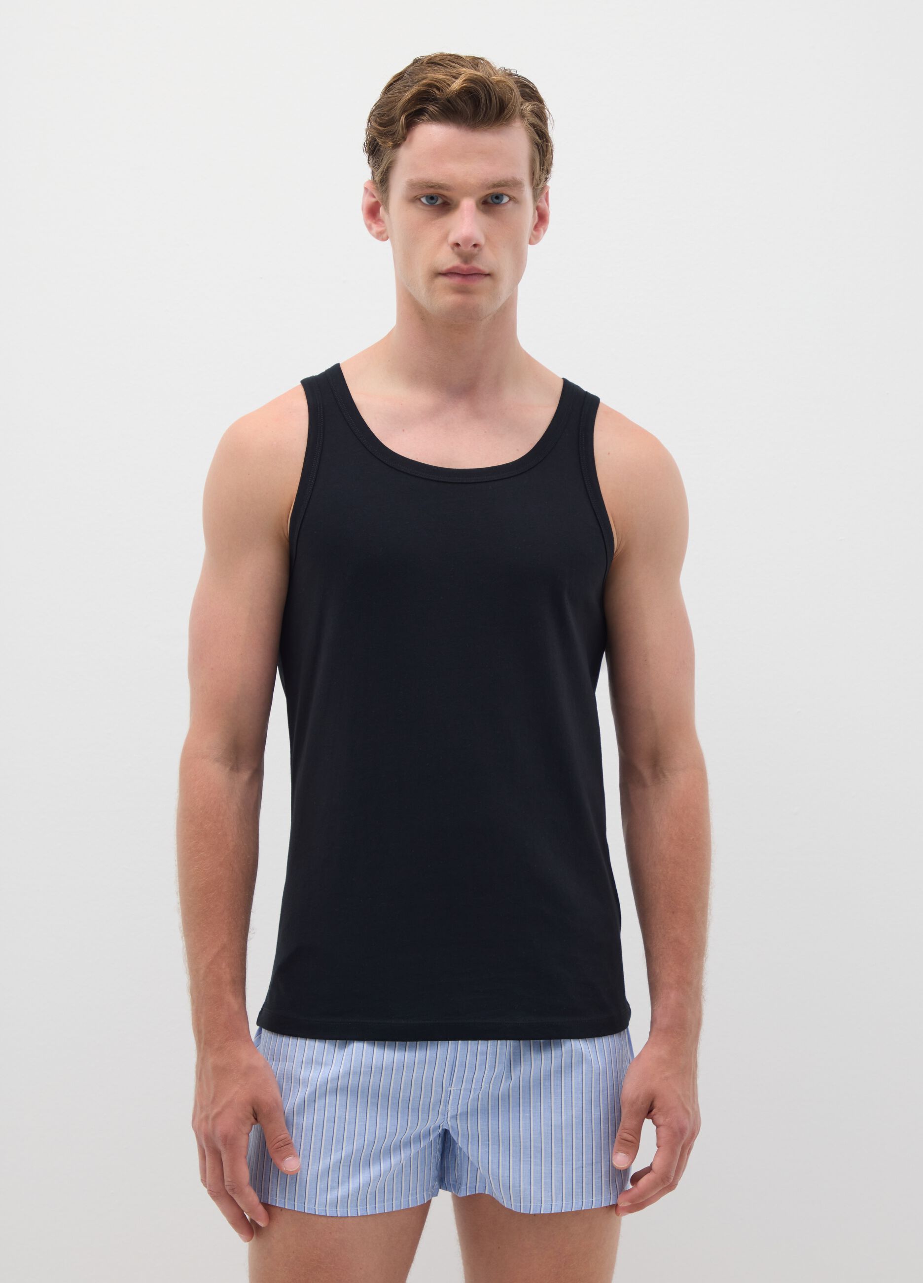 Men's Black Pure Cotton Vest