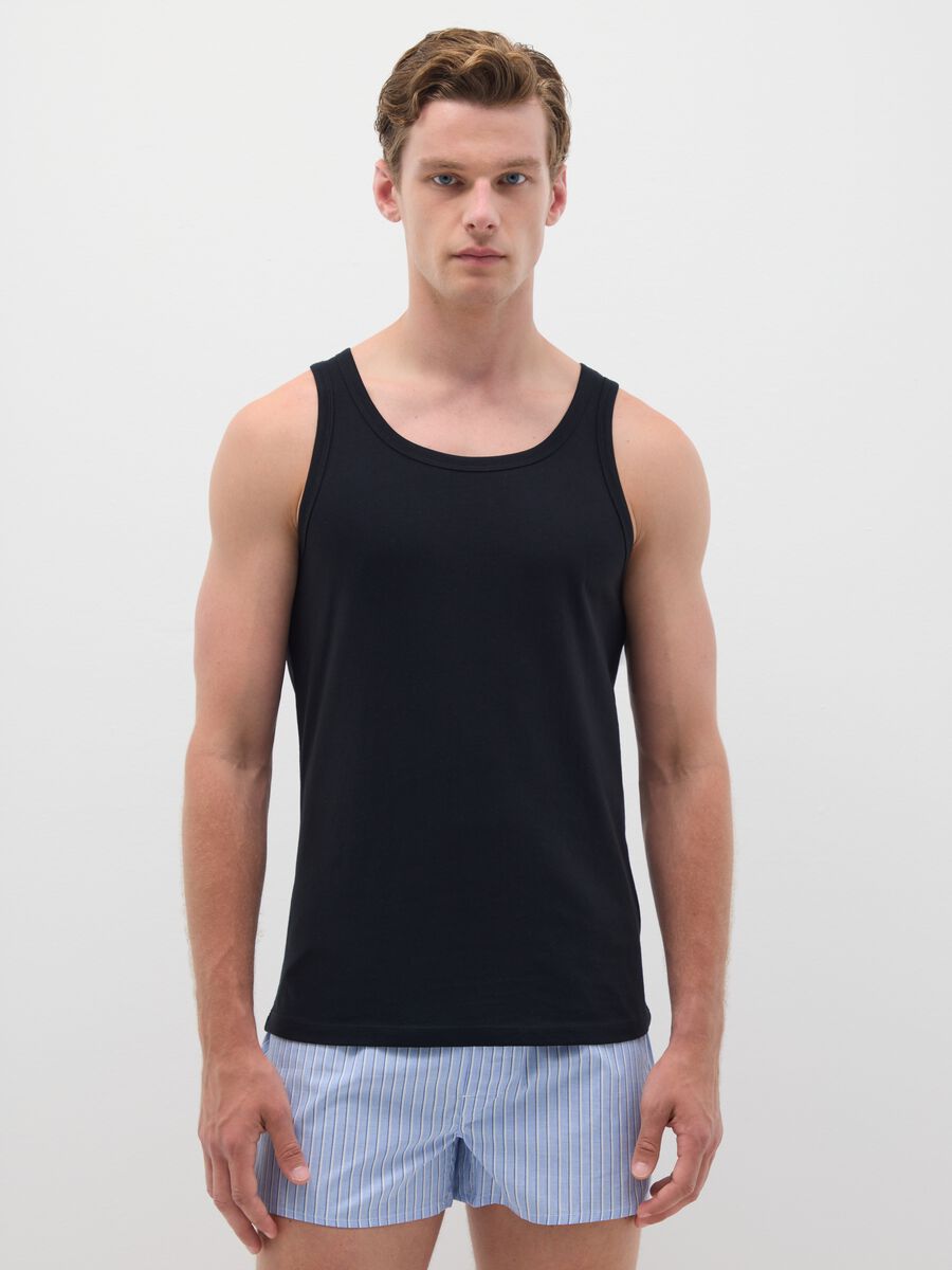 Men's Black Pure Cotton Vest_0
