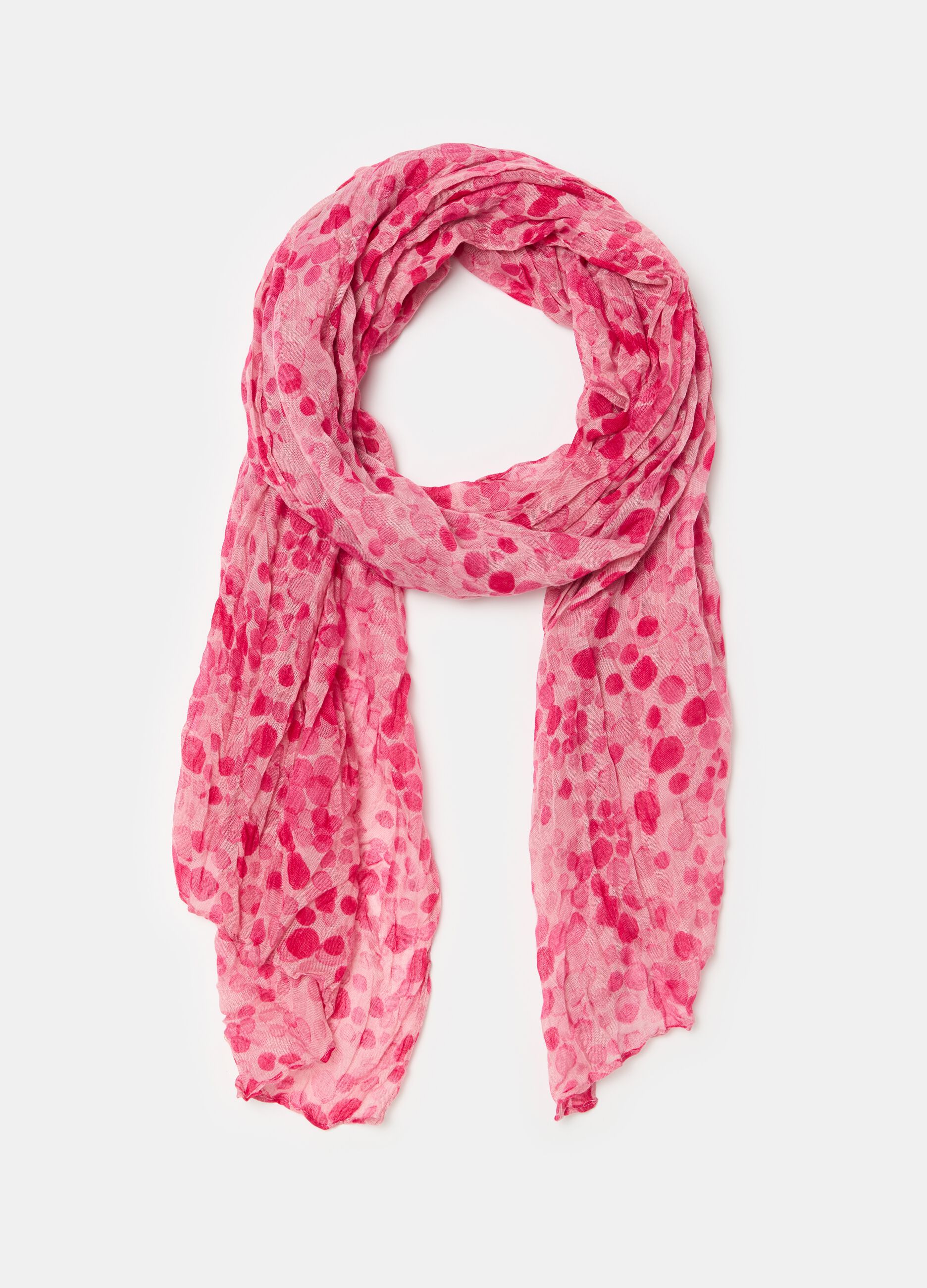 Crinkle-effect polka dot scarf