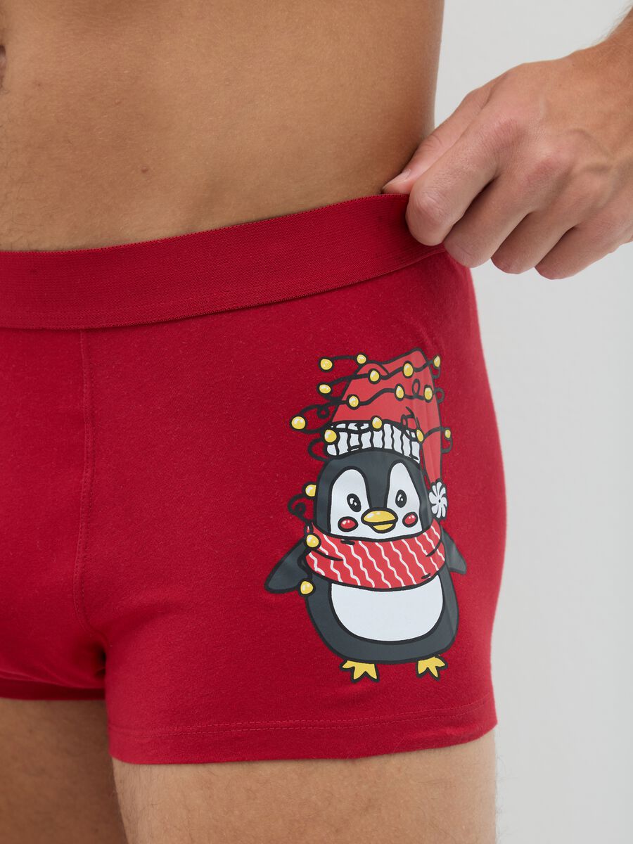 Red Christmas boxers in pure cotton with regular fit and print_3
