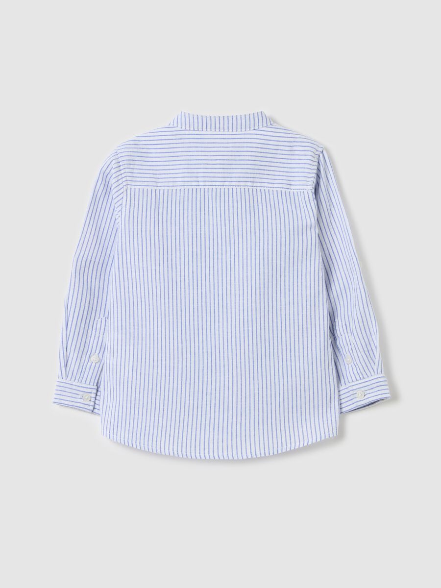 Striped shirt in cotton and linen_1