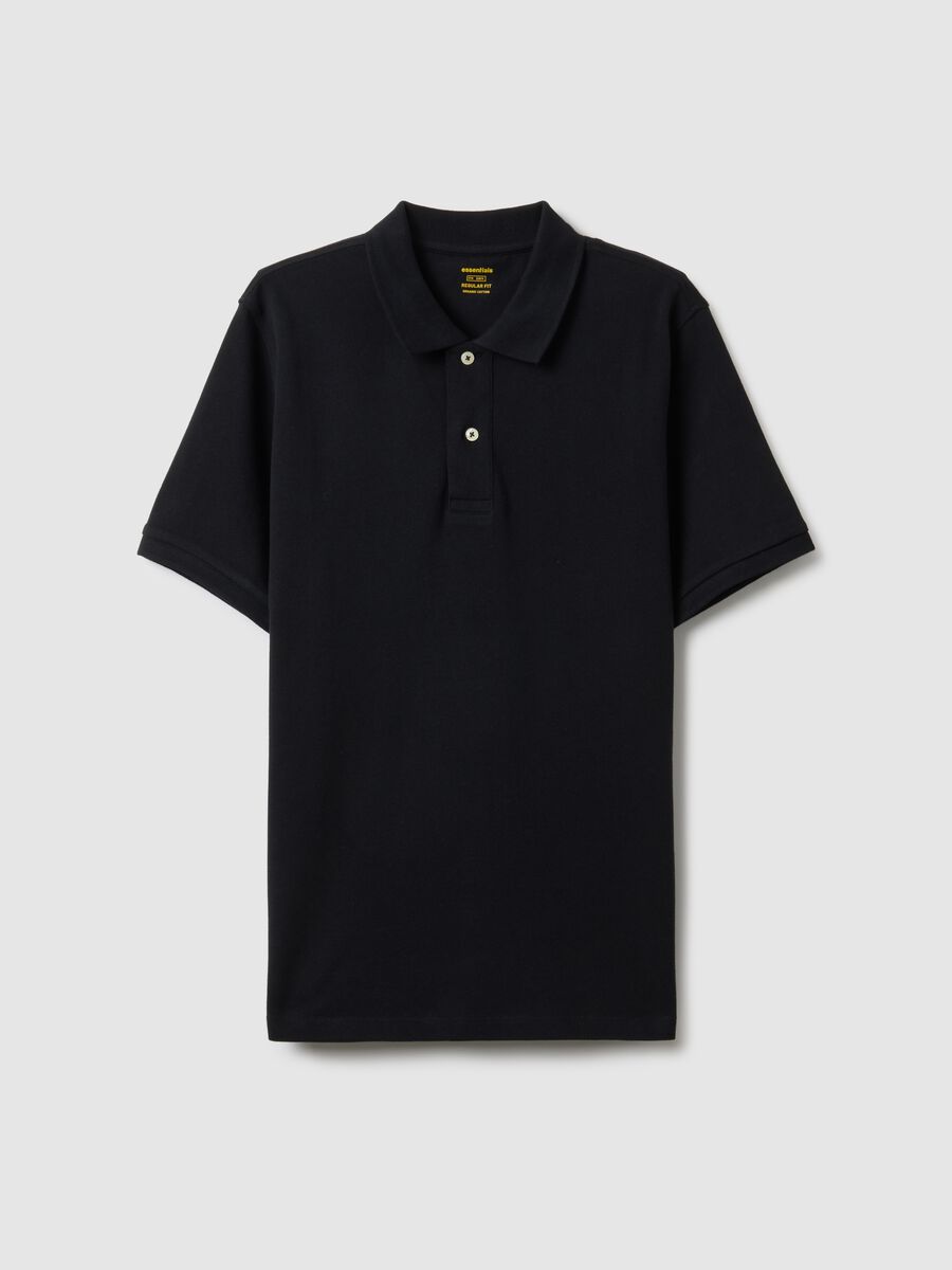 Black pure cotton polo shirt, regular fit_4