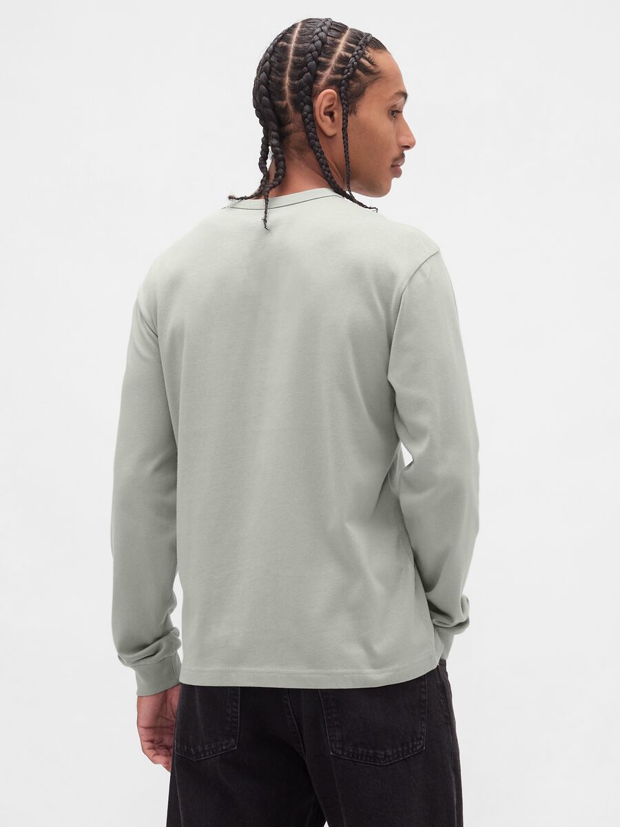 Grey Long Sleeve Cotton T-Shirt_1