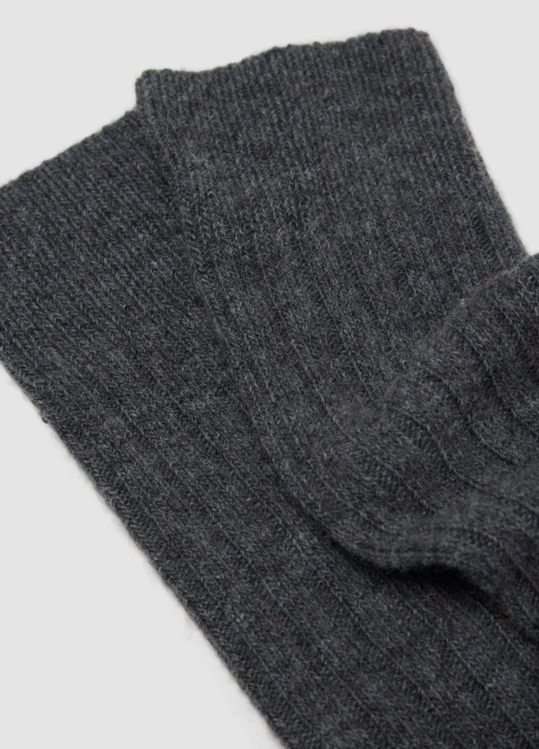 Long grey socks in wool, viscose and stretch cashmere