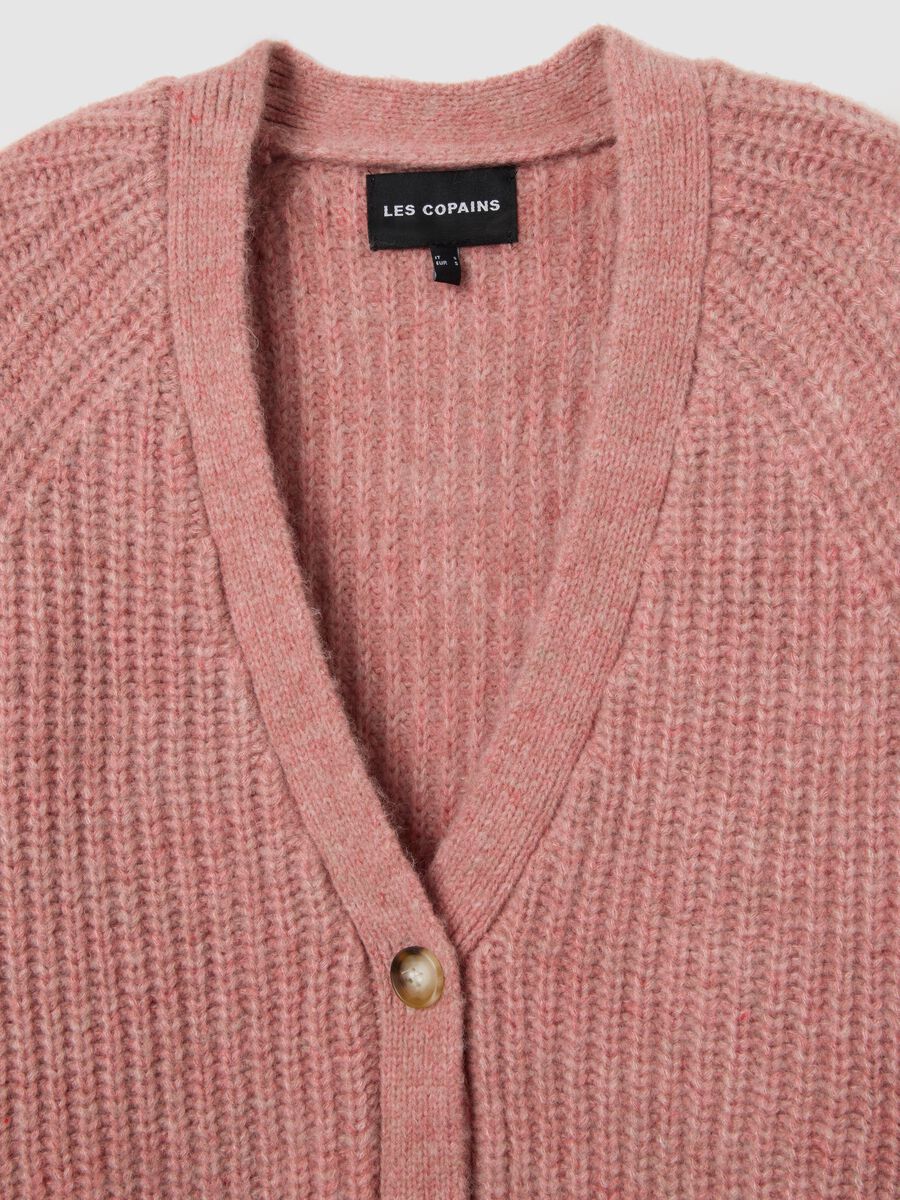 Cardigan rosa a coste vestibilità over_5