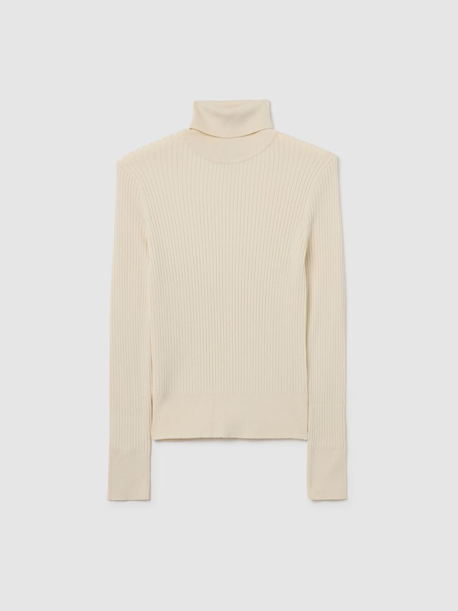 Beige turtleneck in viscose blend_4