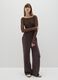 Brown stretch cotton trousers with oversized fit_0