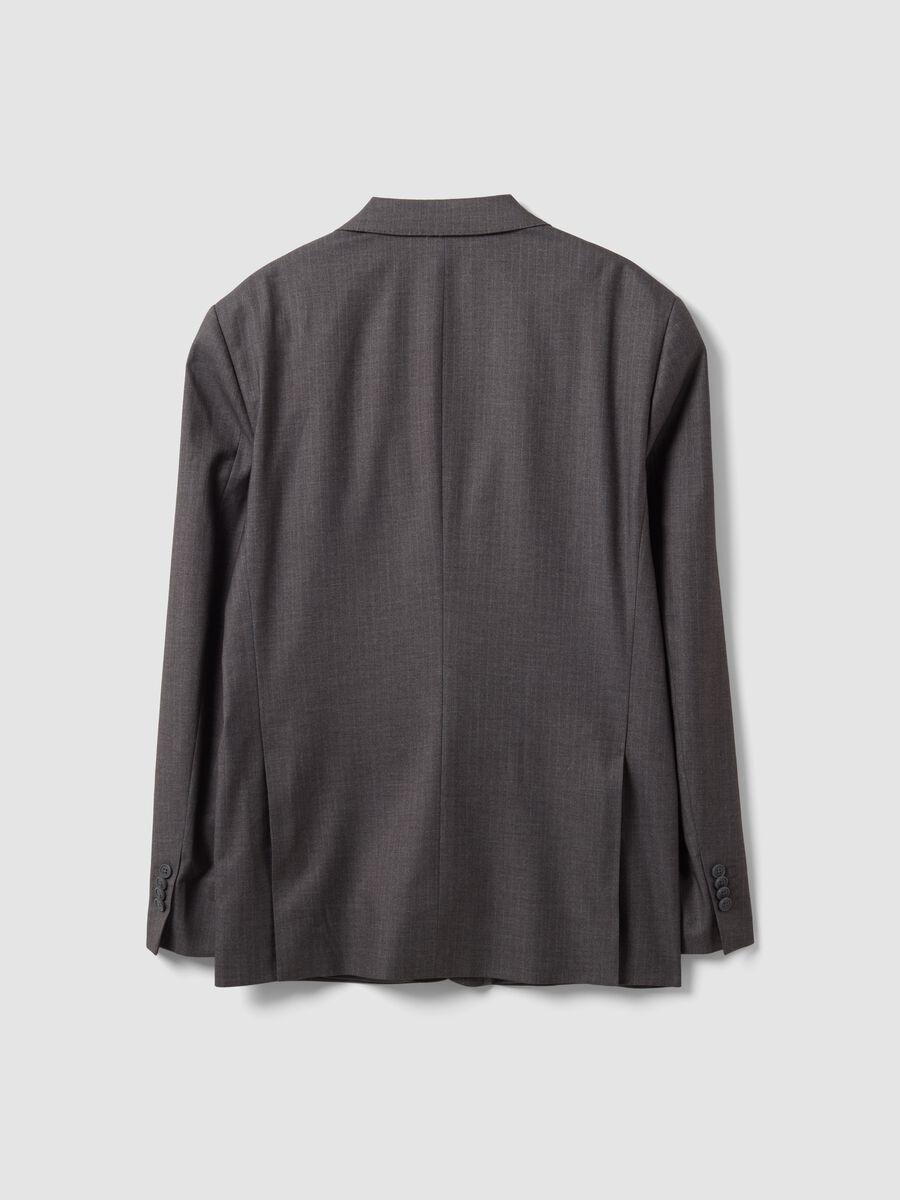 Grey stretch viscose suit with classic lapel_1