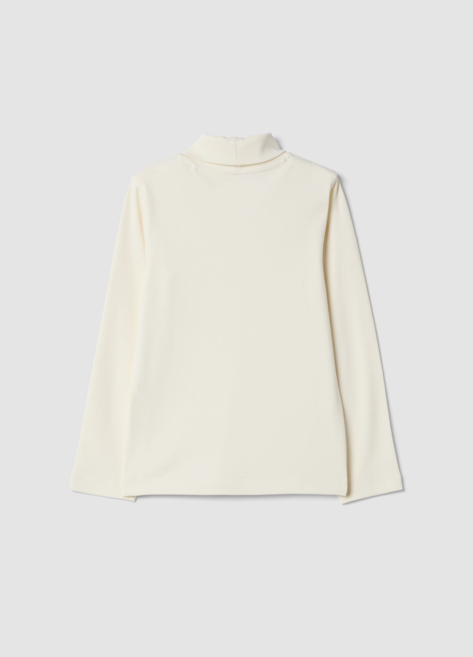 T-shirt bianca a dolcevita in puro cotone organico