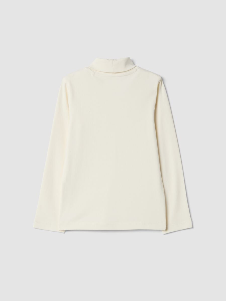 T-shirt bianca a dolcevita in puro cotone organico_1