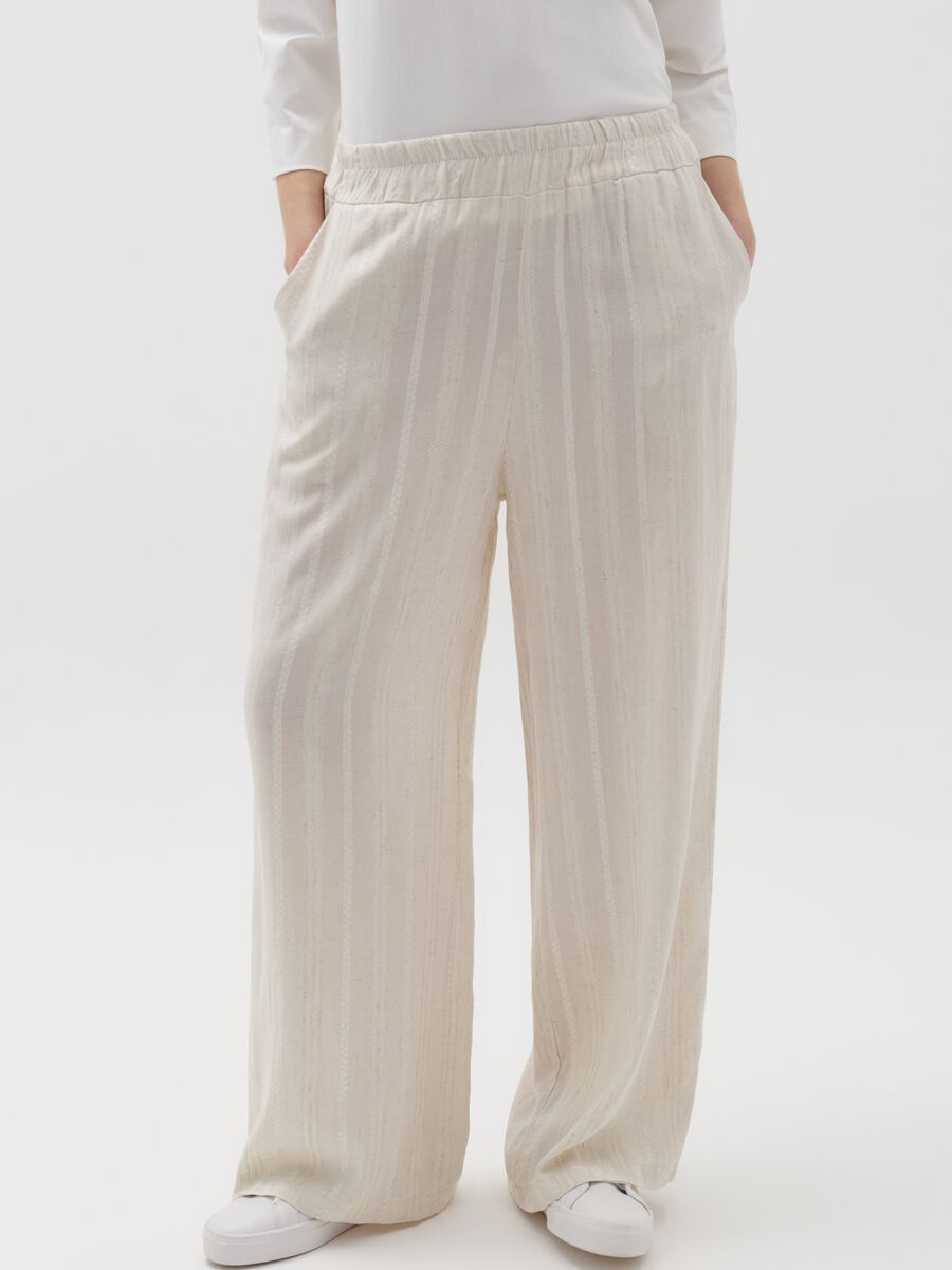 Wide-leg trousers with striped design_1