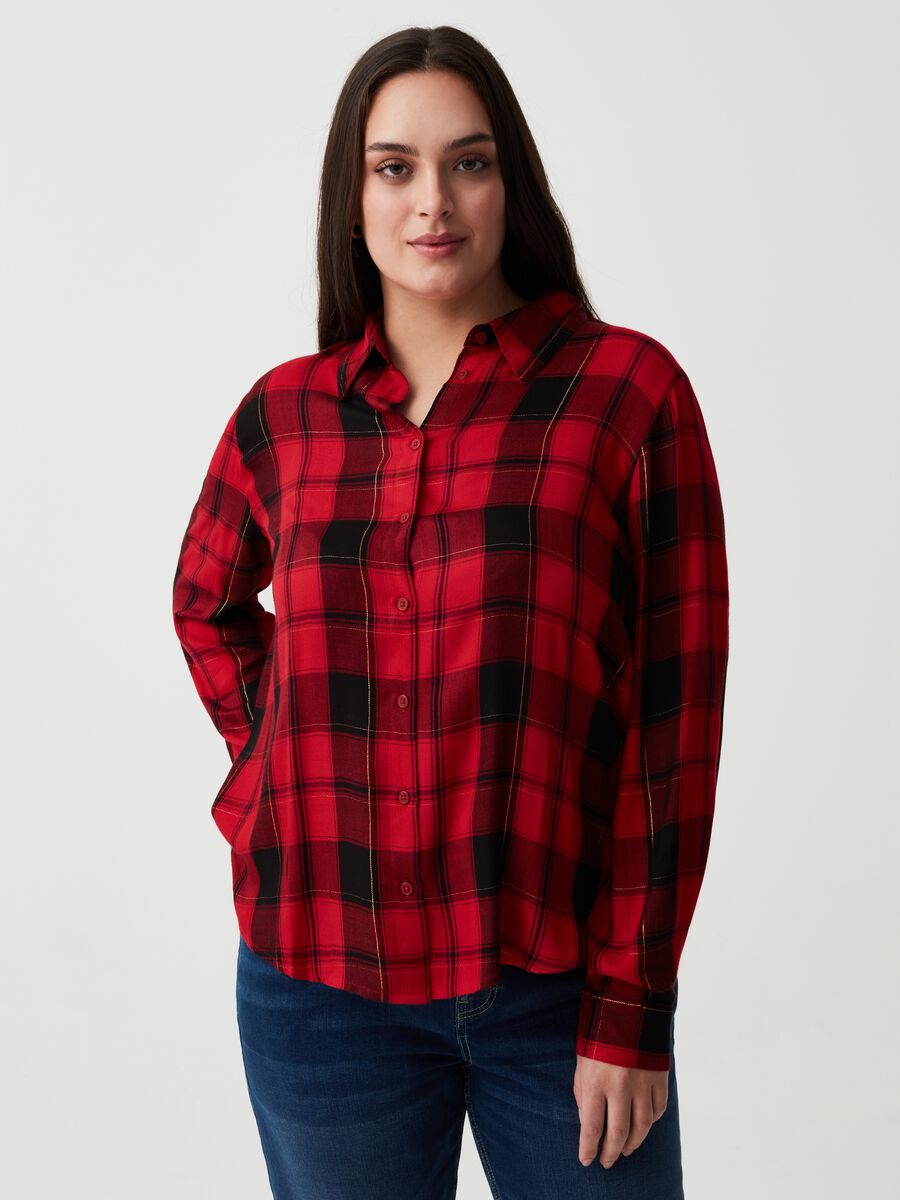 Camicia in flanella check con lurex Curvy_0
