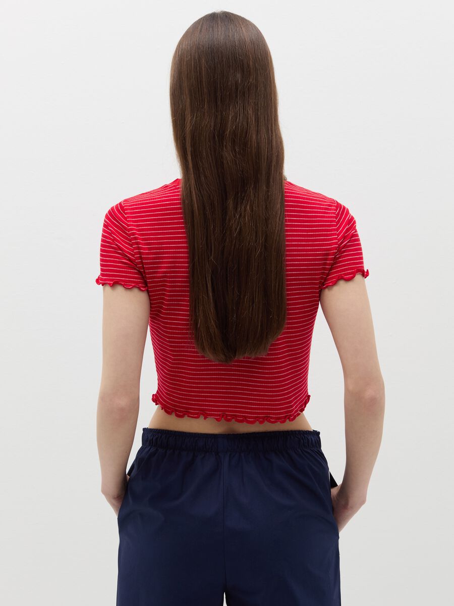 Flat-ribbed T-shirt with wavy edging_3