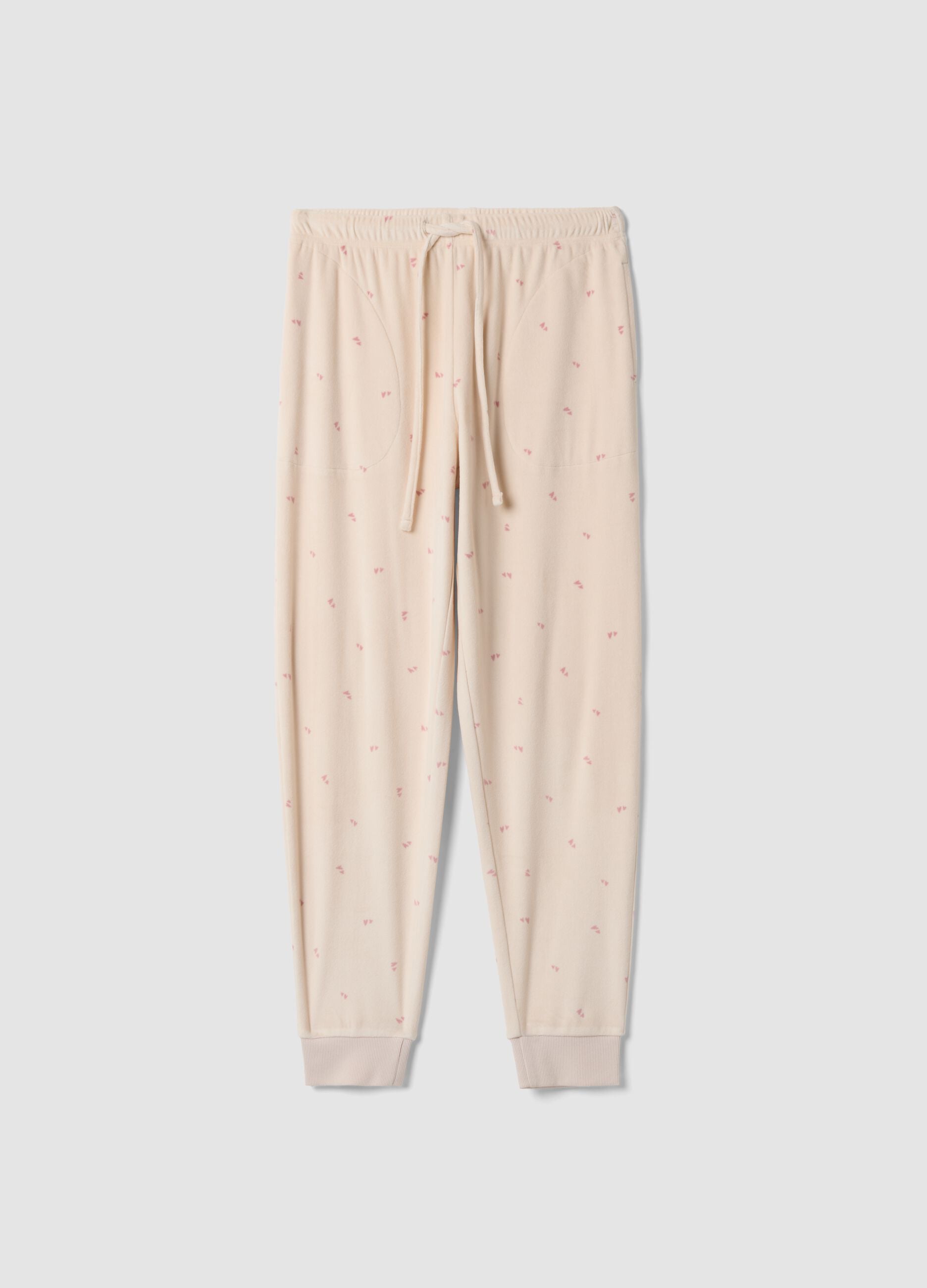 Beige stretch-fabric pyjama trousers