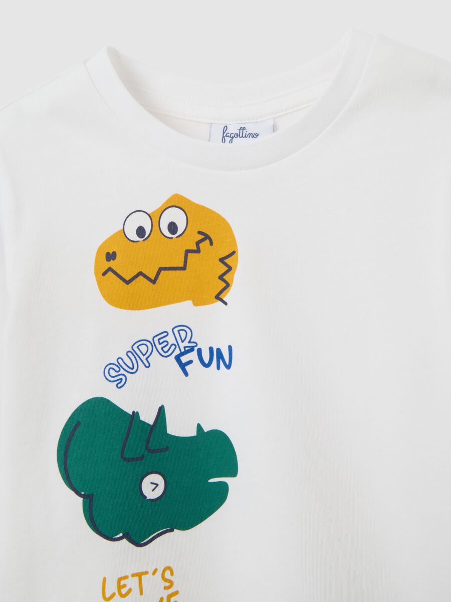 White long sleeve T-shirt with dinosaur print_3
