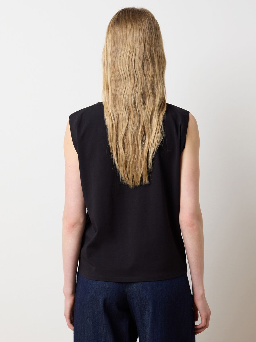 Black T-shirt in stretch cotton with logo_3