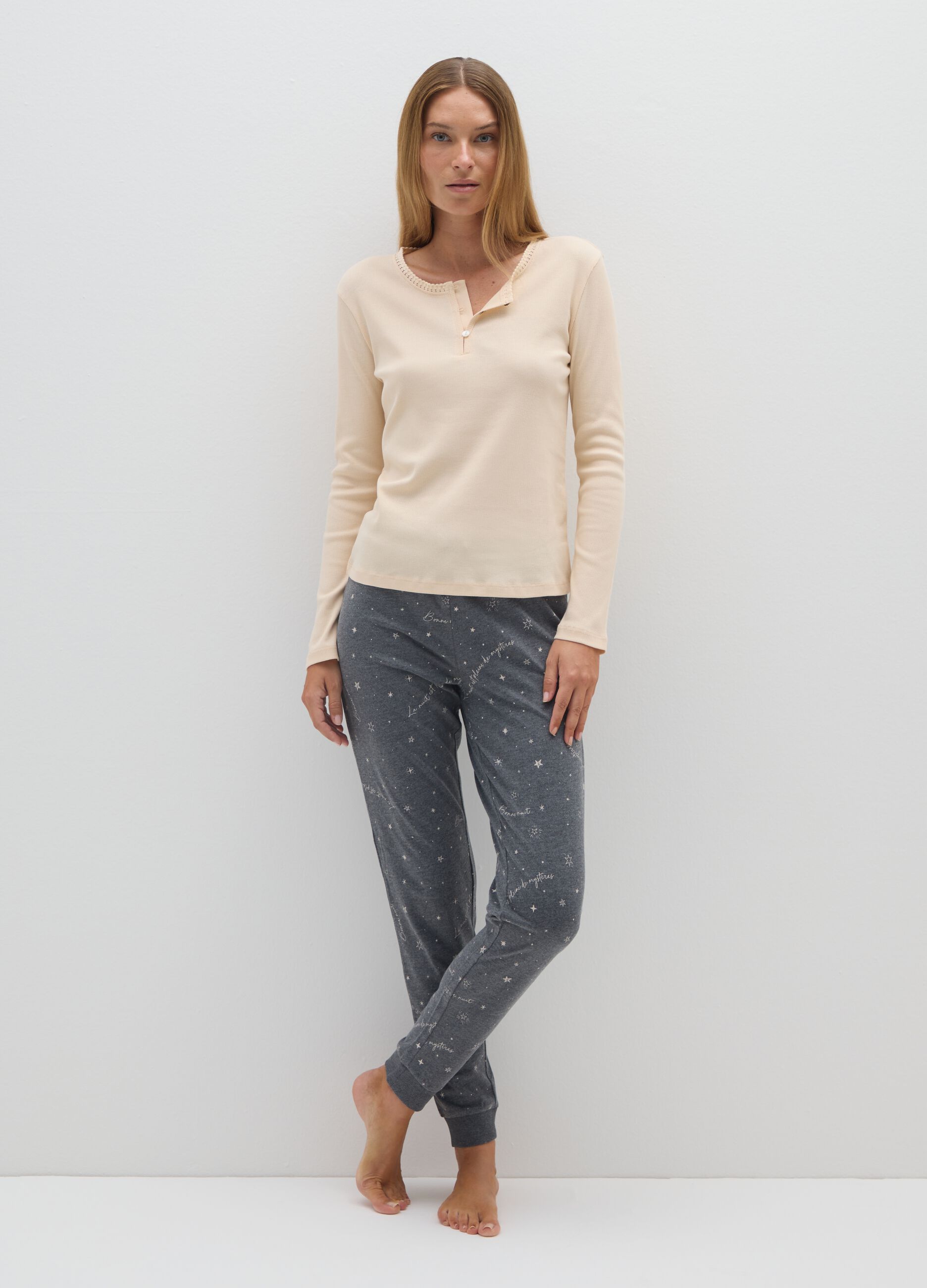 Grey cotton blend pyjama trousers