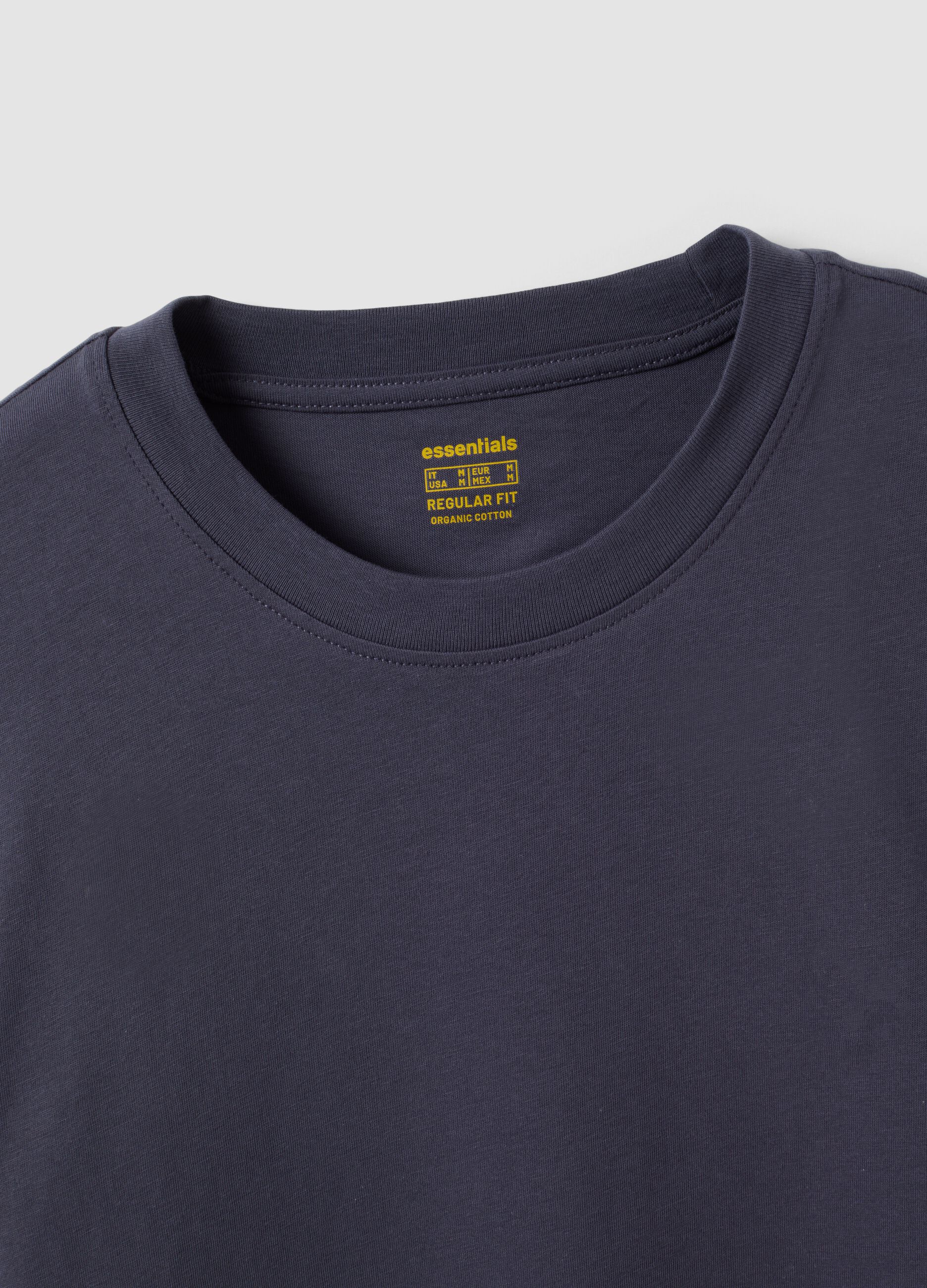 Grey long-sleeve crew-neck T-shirt in pure organic cotton