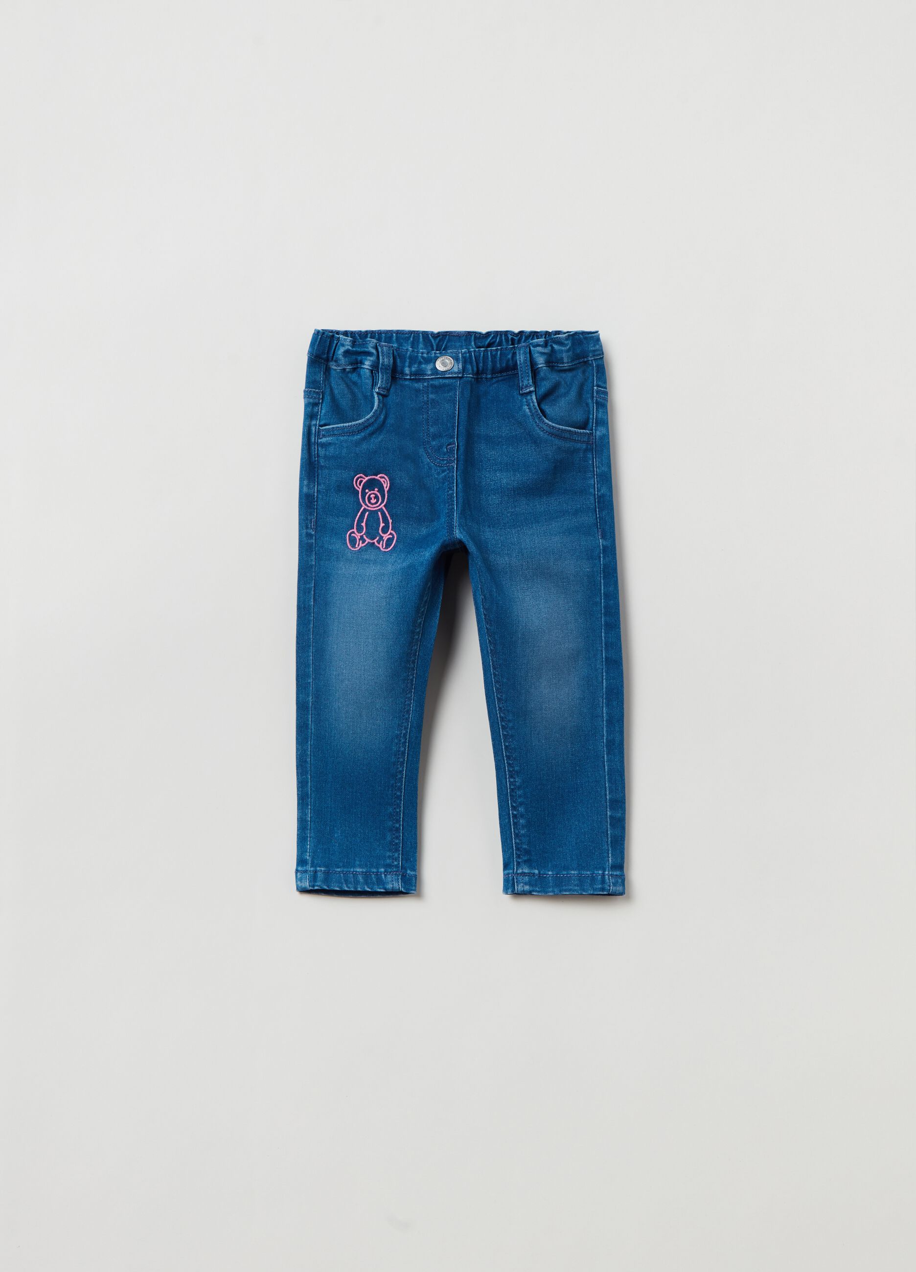 Jeggings slim fit con ricamo orsetto_0