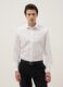 Camicia in cotone elasticizzato bianca slim fit con collo classico_0