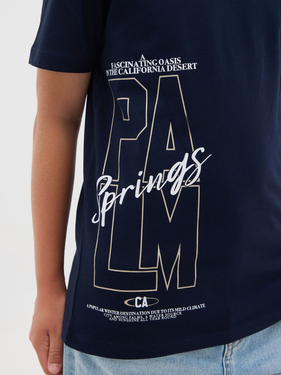 T-shirt da ragazzo in puro cotone blu notte regular fit con stampa_2