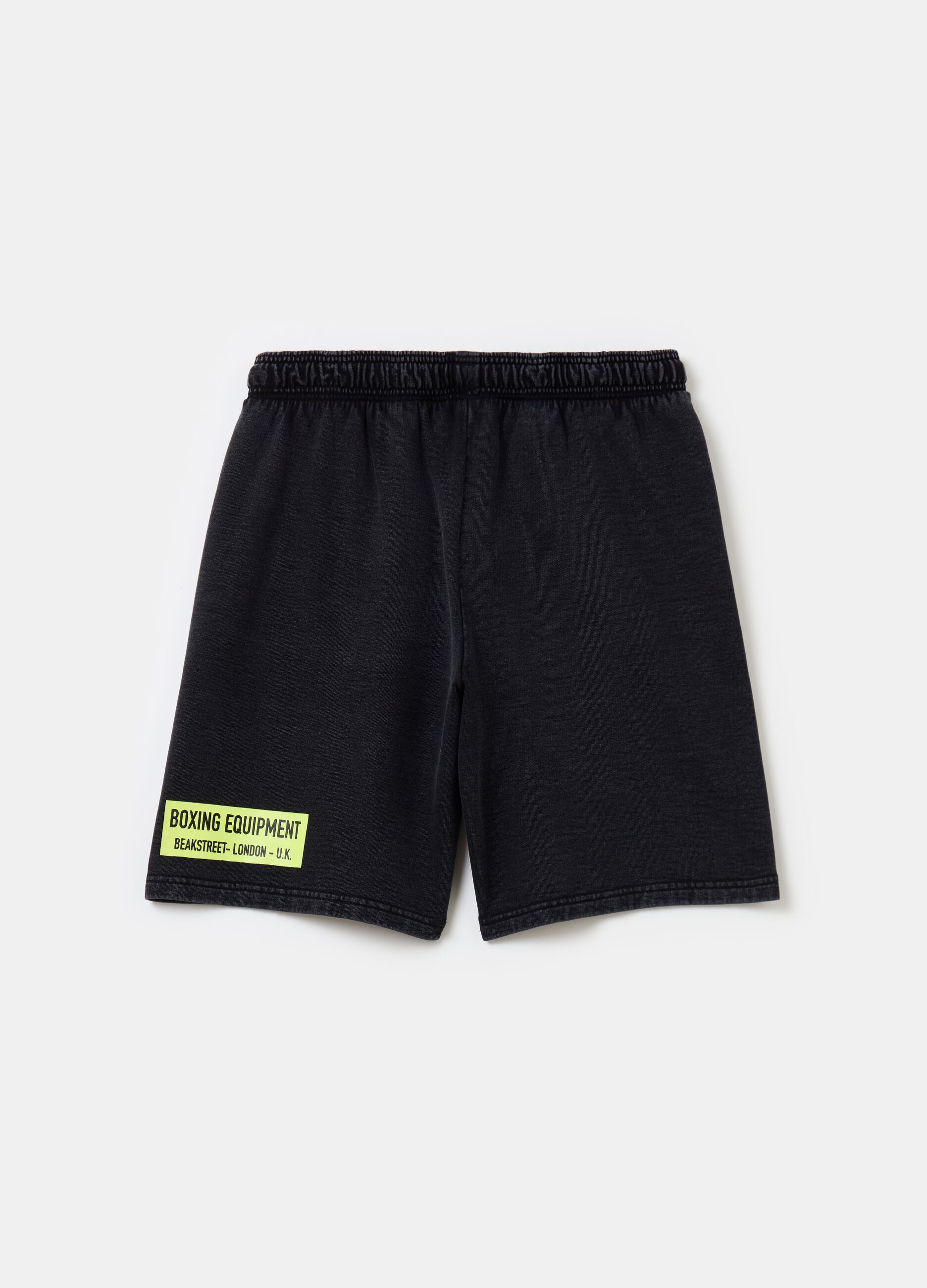 Bermuda shorts with logo embroidery and Boxing print