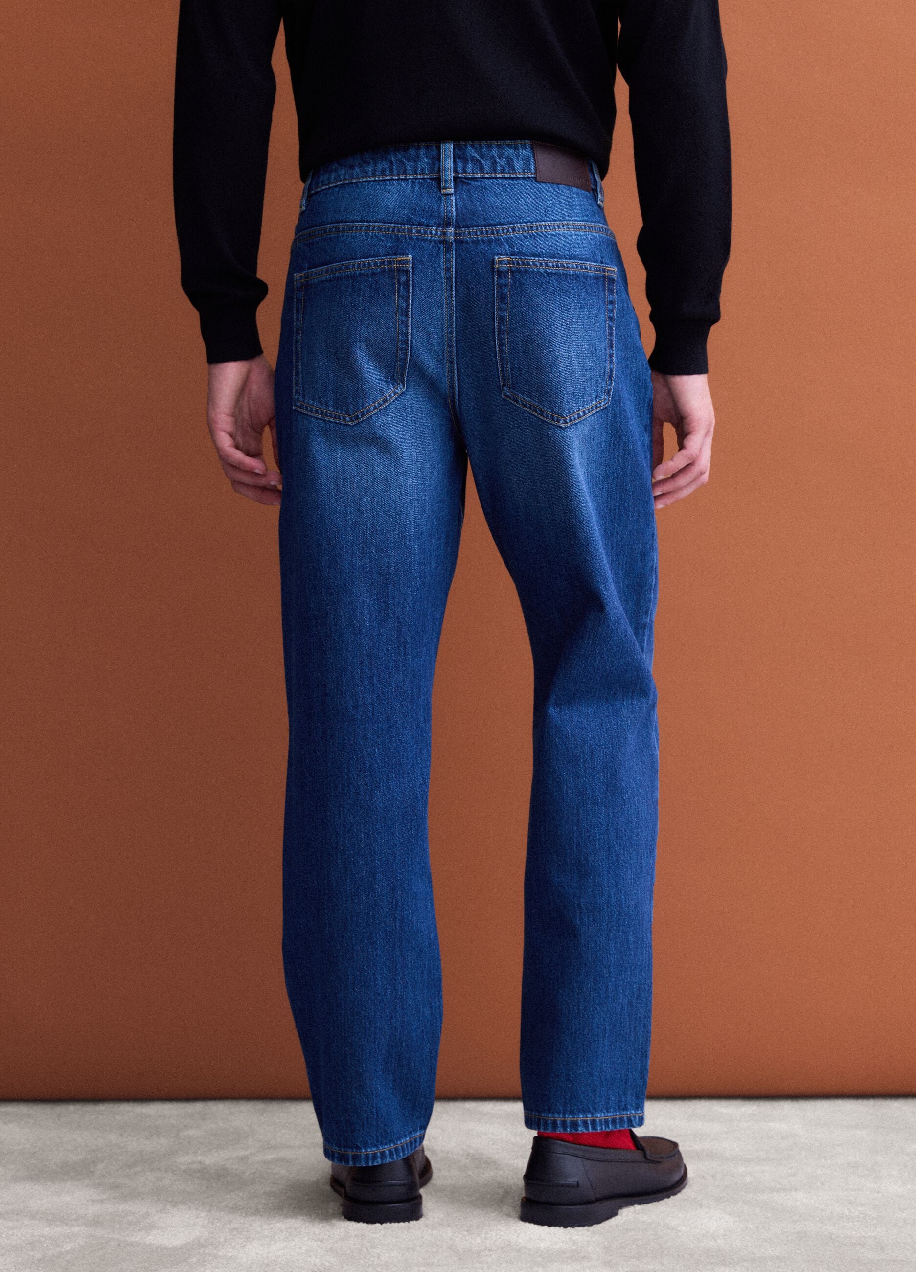 Jeans blu in puro cotone straight fit