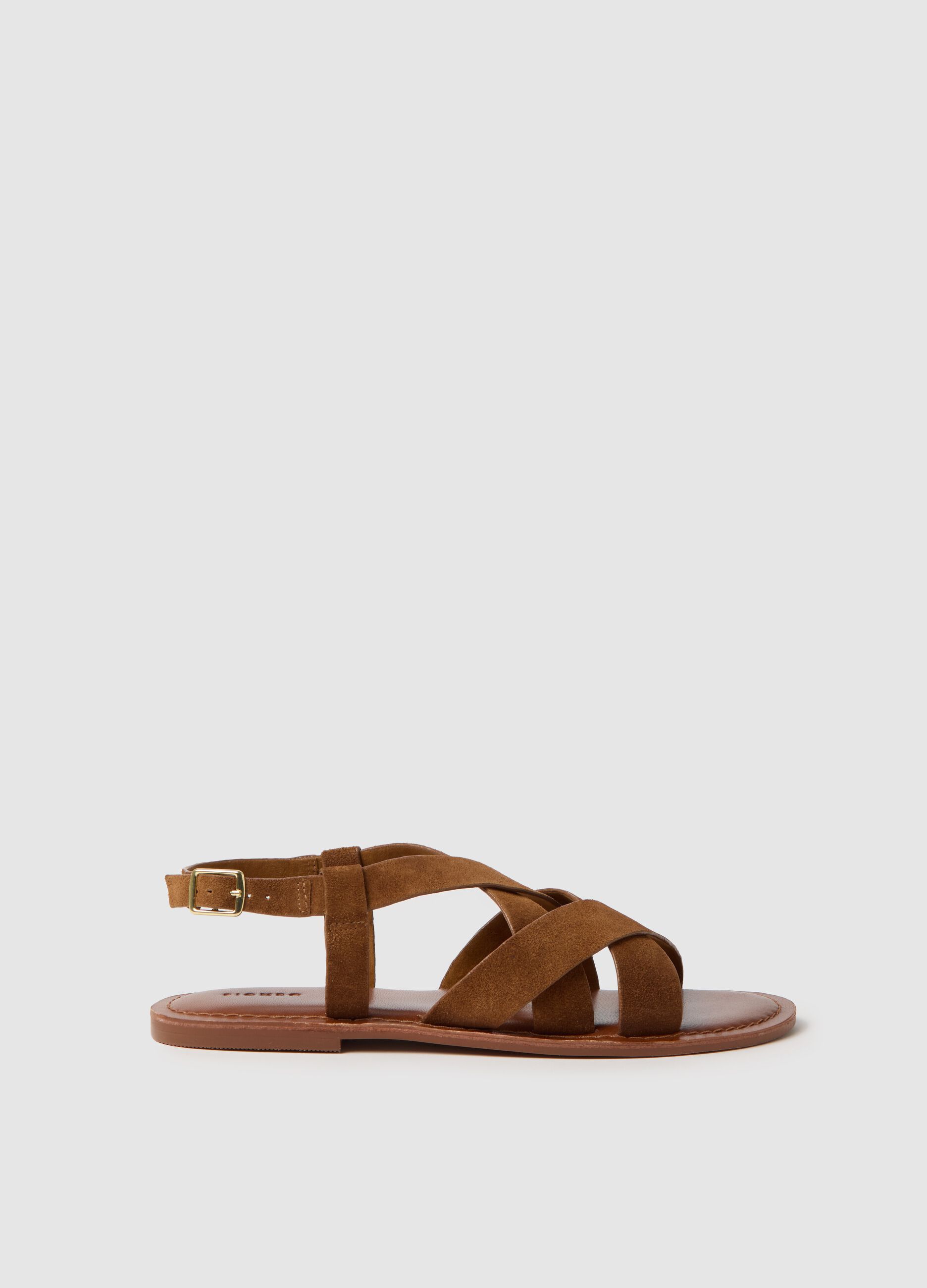 Brown sandals in genuine leather