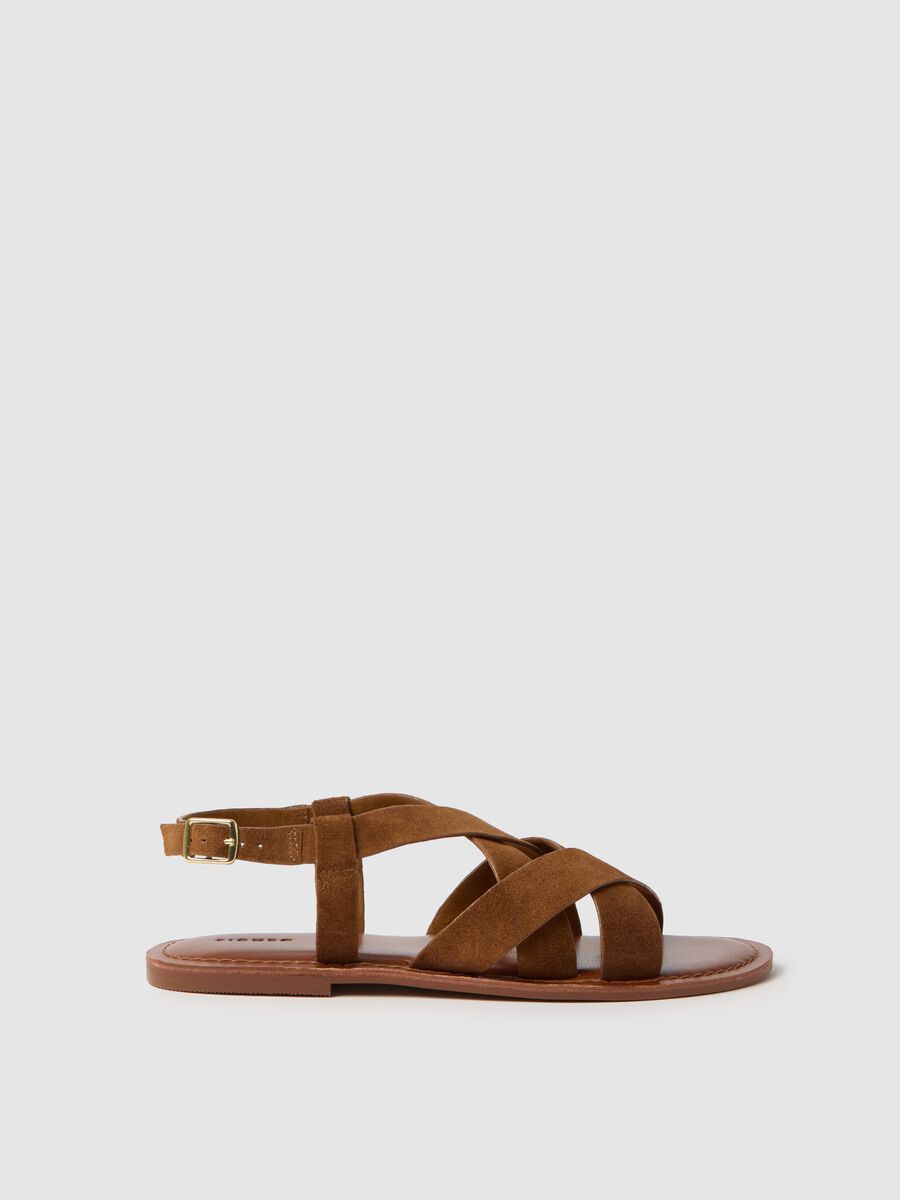 Brown sandals in genuine leather_0