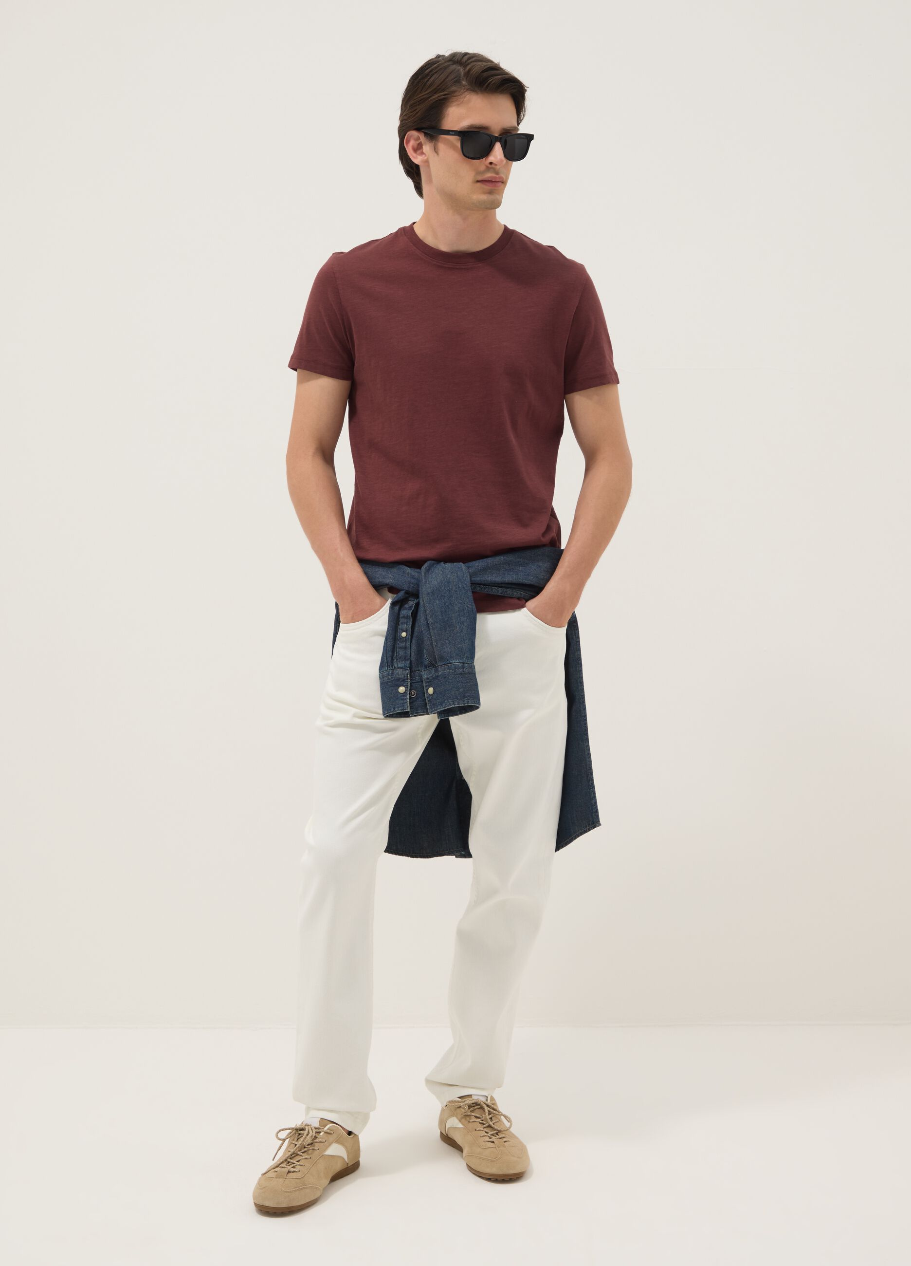 Brown pure cotton short sleeve t-shirt regular fit