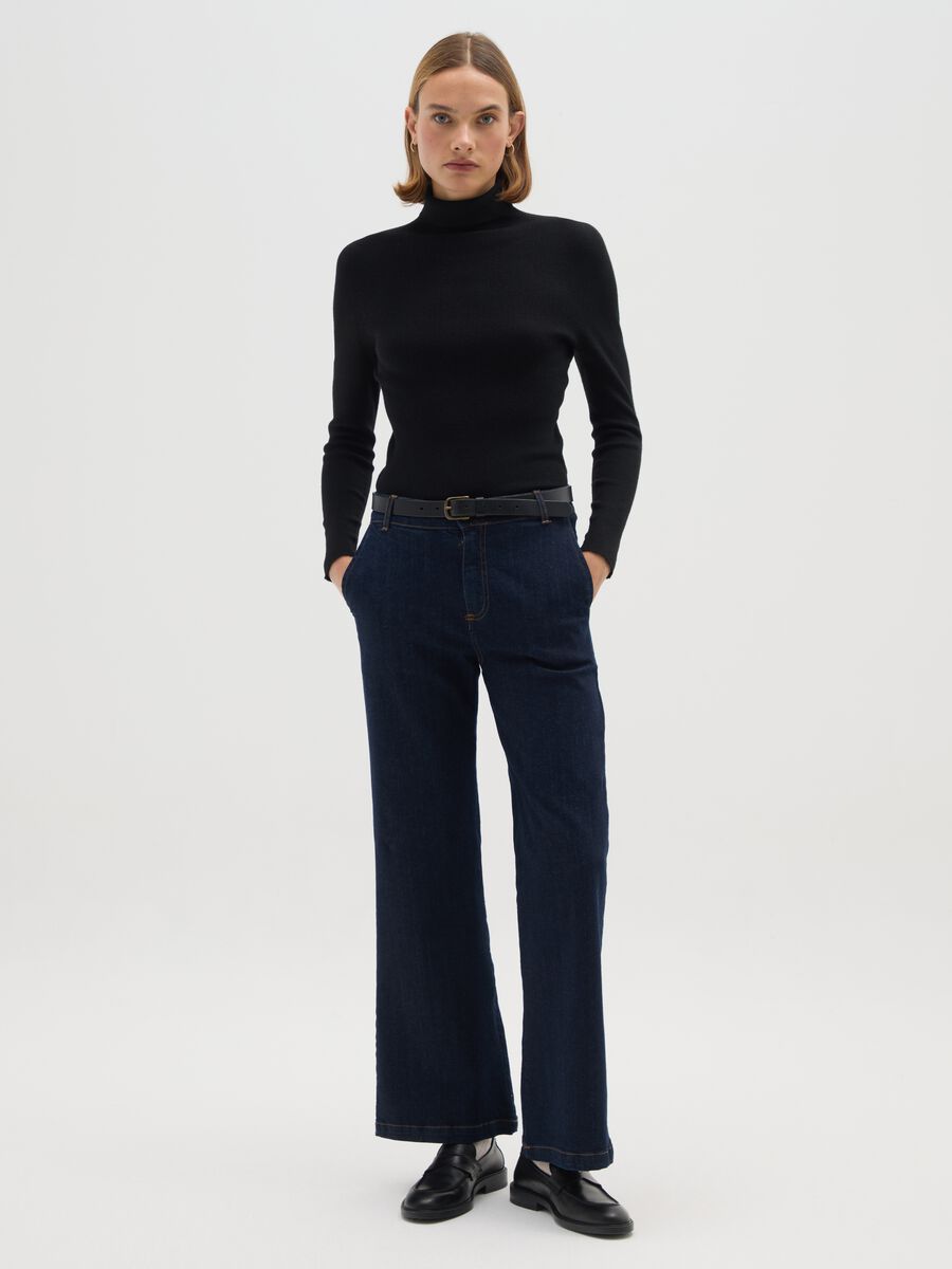 Dolcevita in misto cotone nero regular fit_1