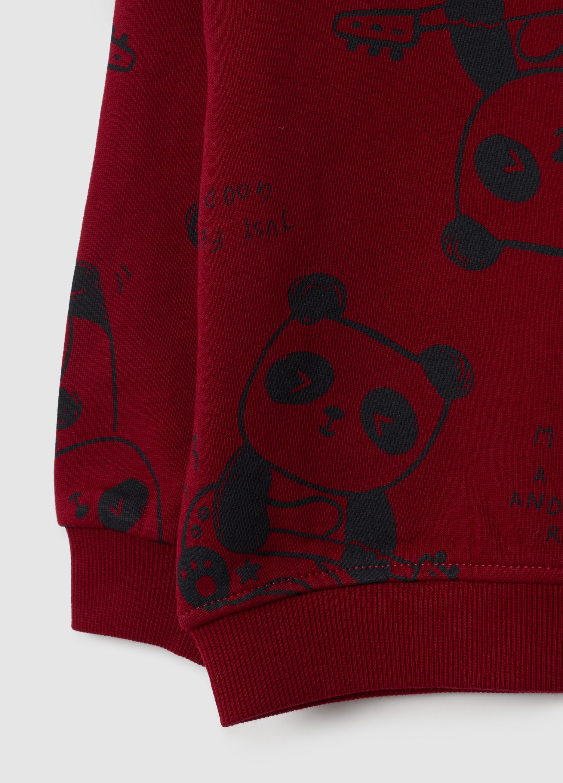 Felpa da bambino in puro cotone rosso regular fit
