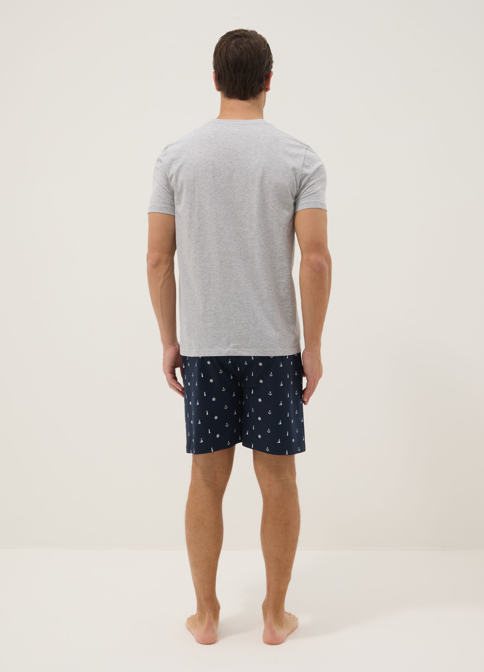 Grey and blue pure cotton jersey pyjamas