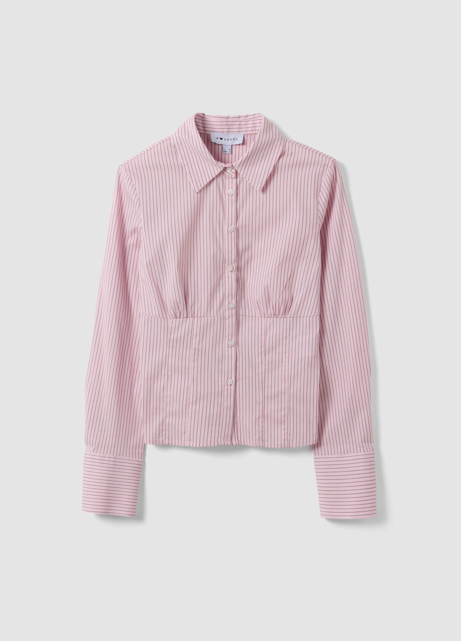 Pink striped slim-fit stretch cotton shirt