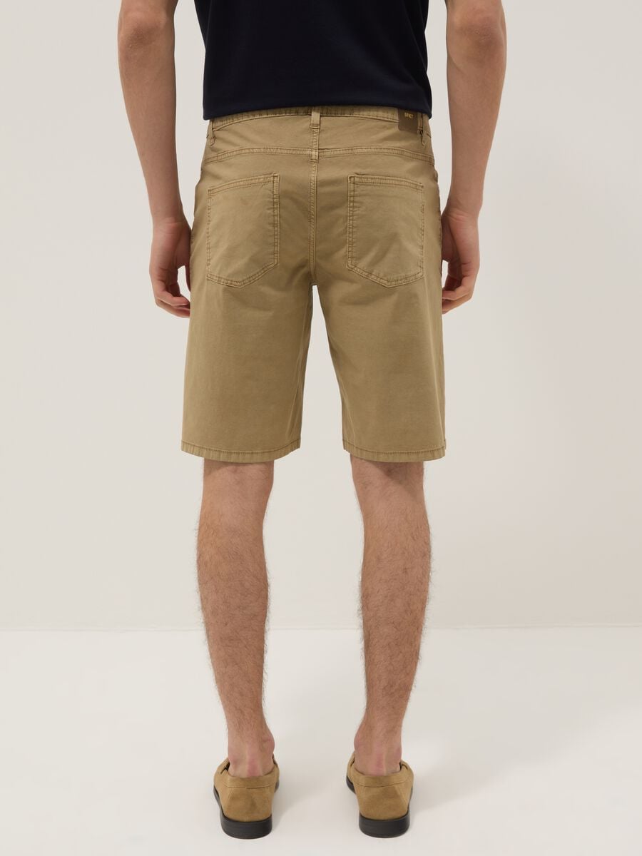 Beige stretch cotton bermuda shorts_2