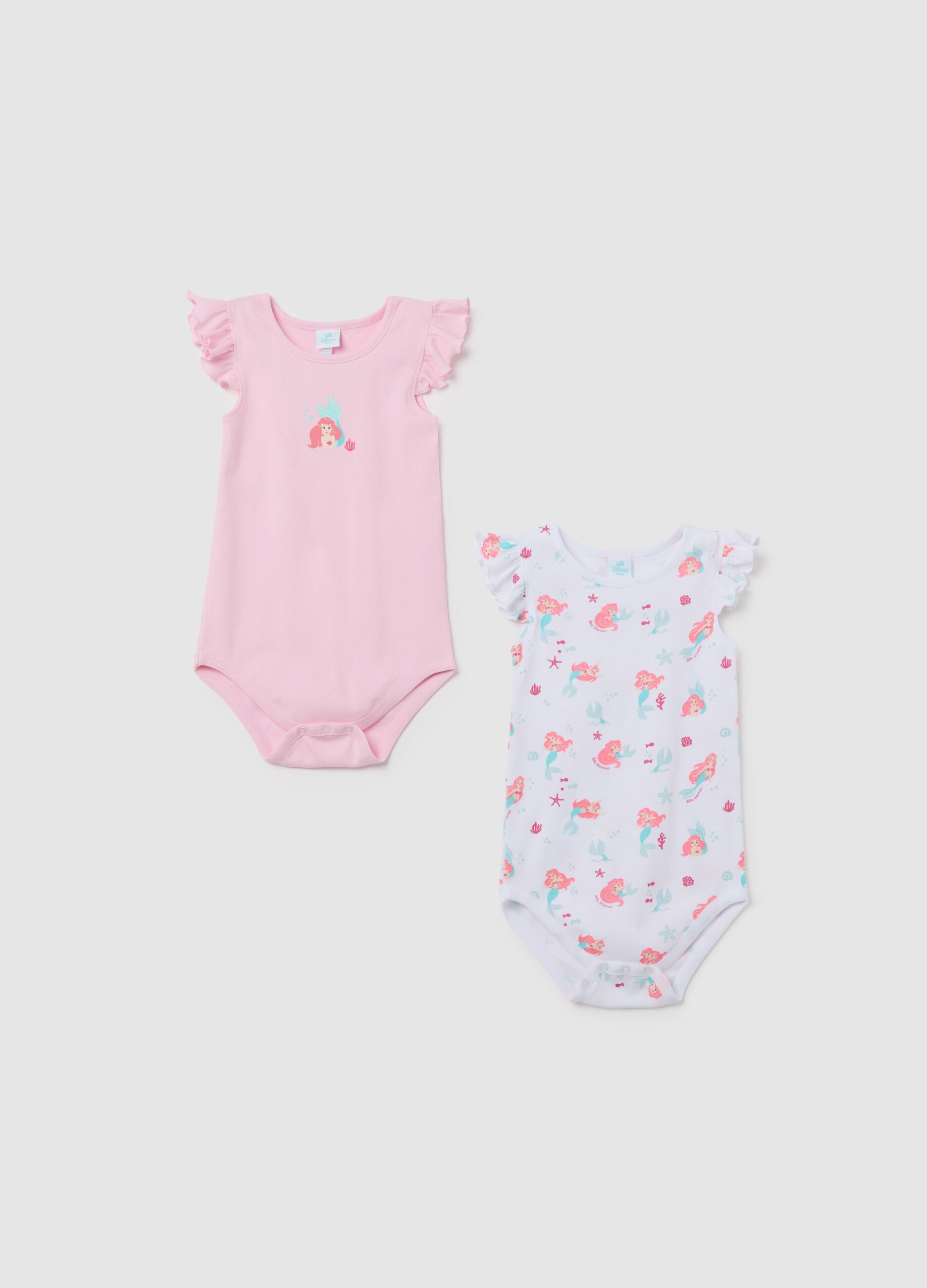 Body da neonata in puro cotone multicolor con volant e stampa