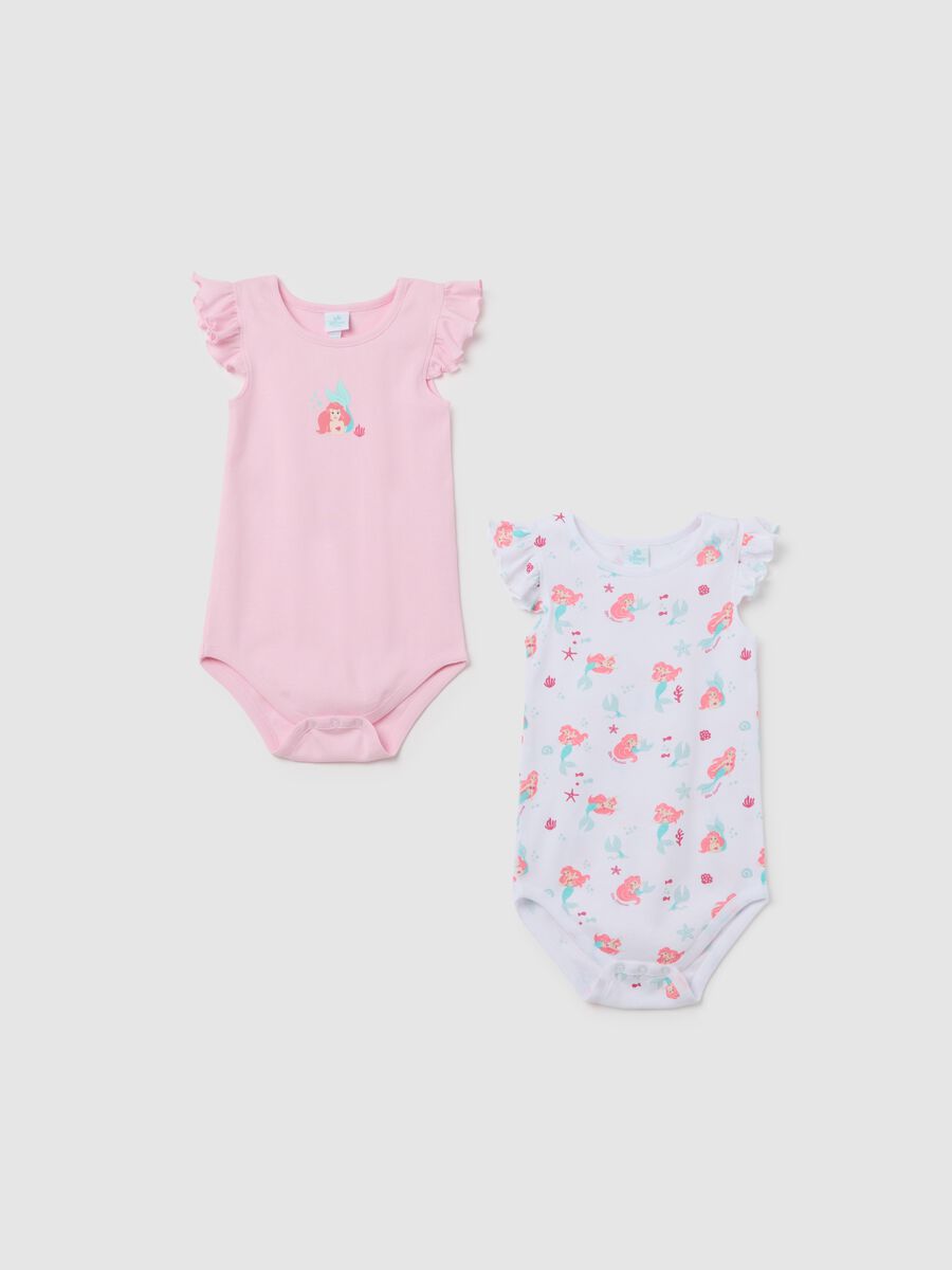 Multicolour pure cotton baby bodysuit with frills and print_0